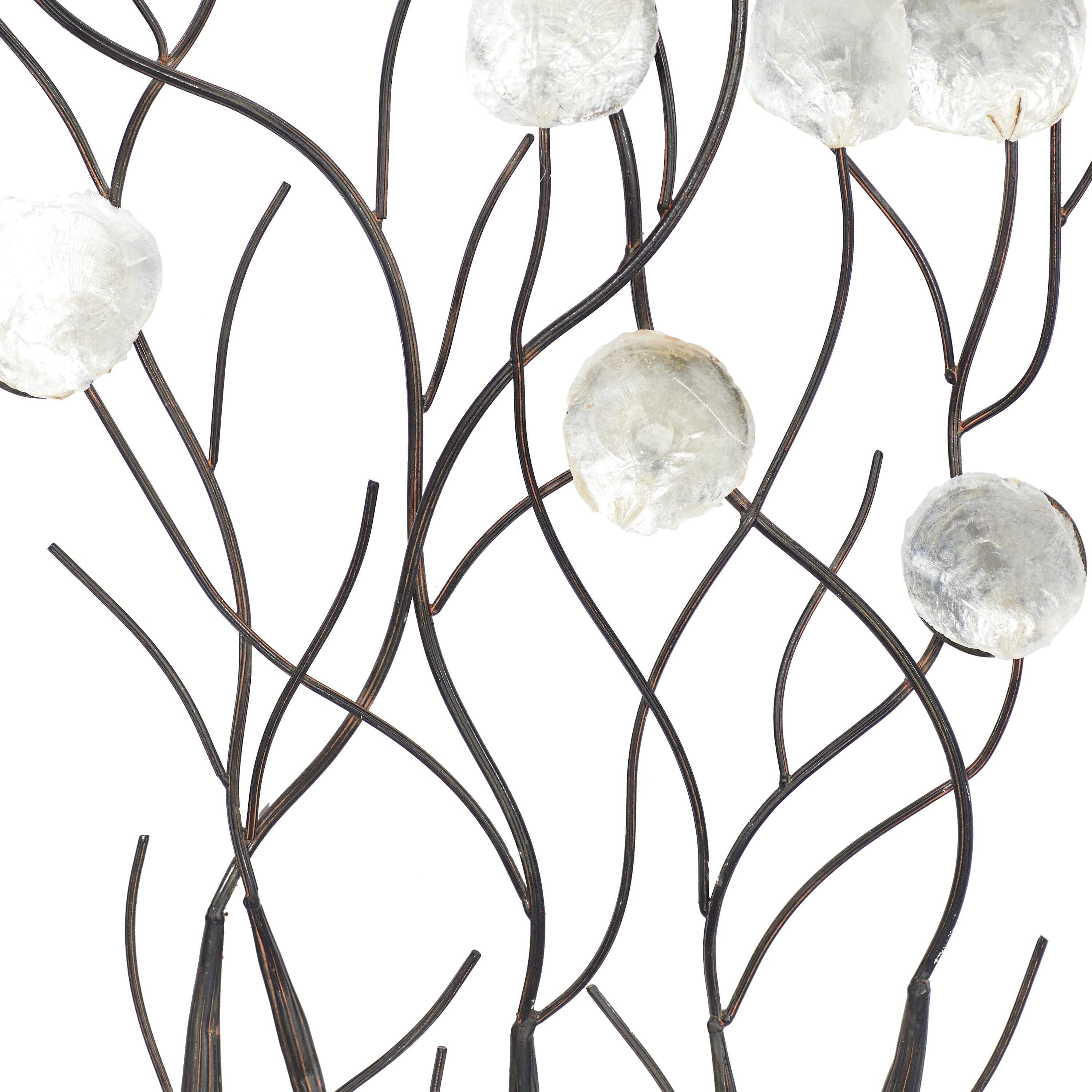 Metal Floral Wall Decor with Capiz Accents White - Olivia & May