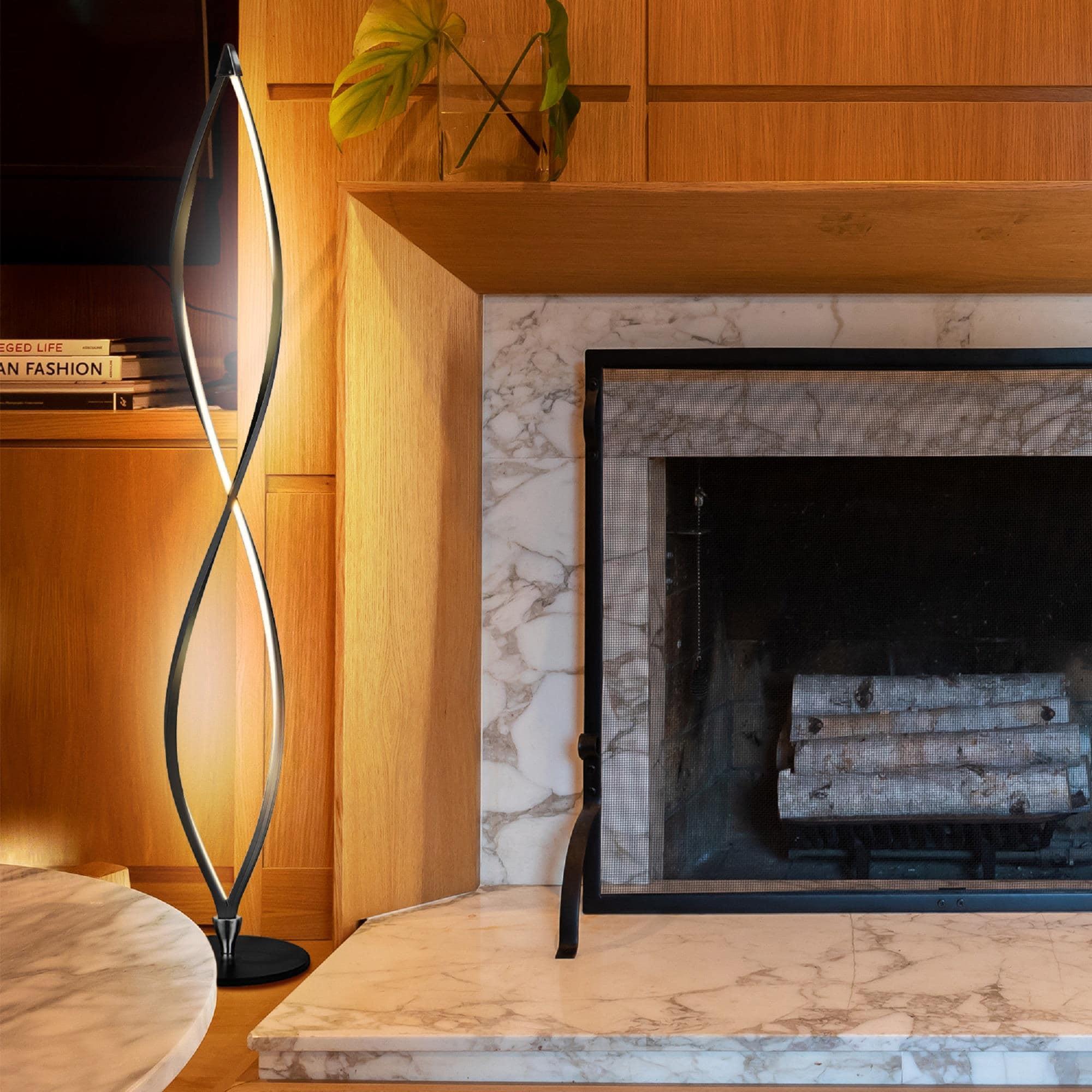 Brightech Twist 43 in. Industrial 2-Light LED Energy Efficient Floor Lamp with Built-In 3-Way Dimmer