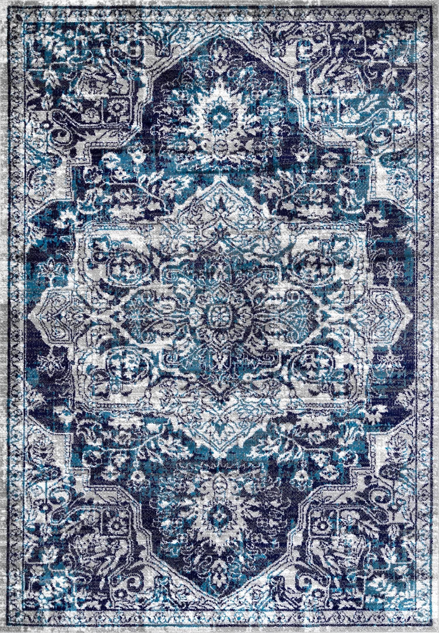 Nuloom Maryanne Geometric 5x8 Indoor Area Rug for Living Room Bedroom Dining Room Kitchen, Blue/Ivory