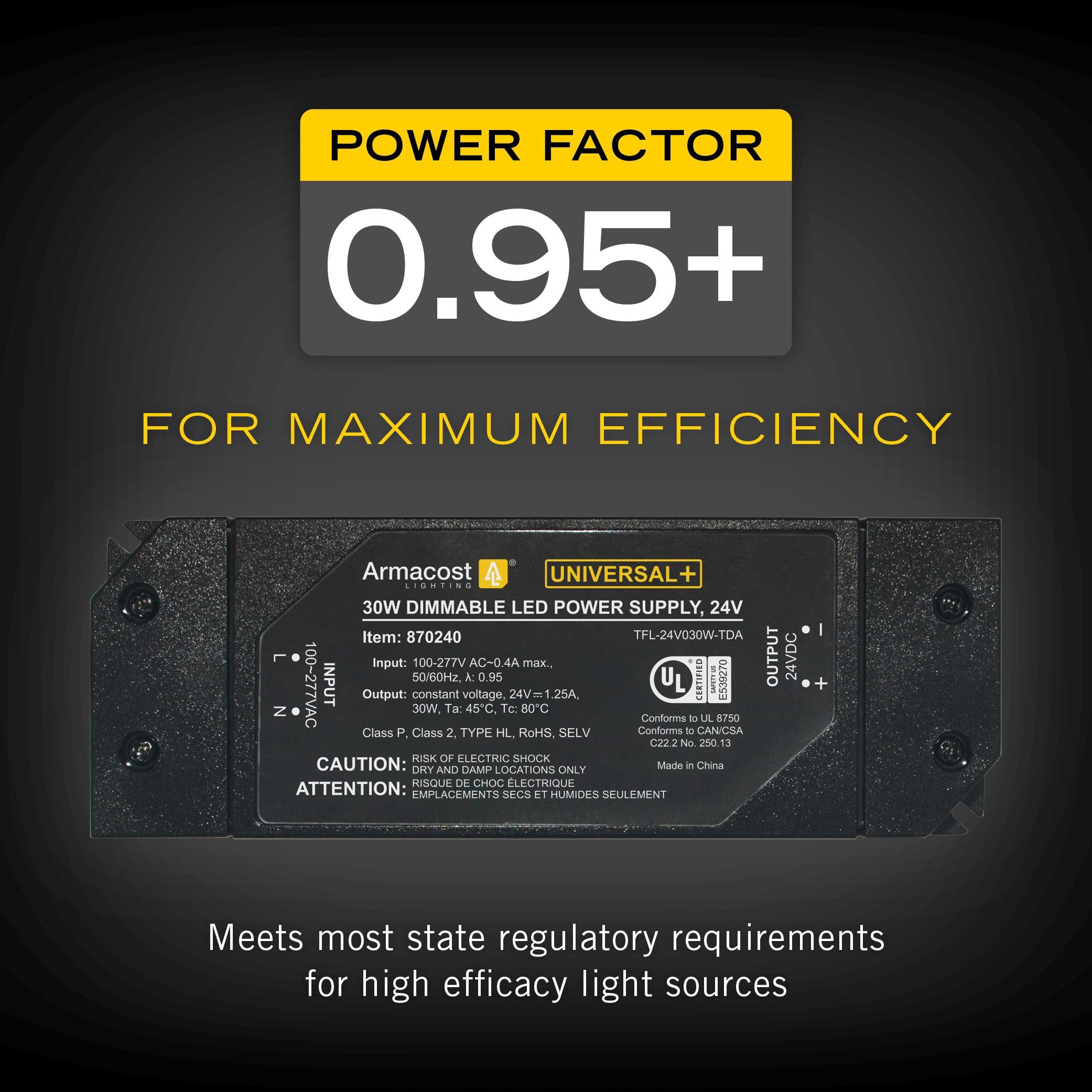 Armacost Lighting Universal+ Dimmable LED Driver 24V DC, Electronic Transformer ELV/MLV/TRIAC 870240