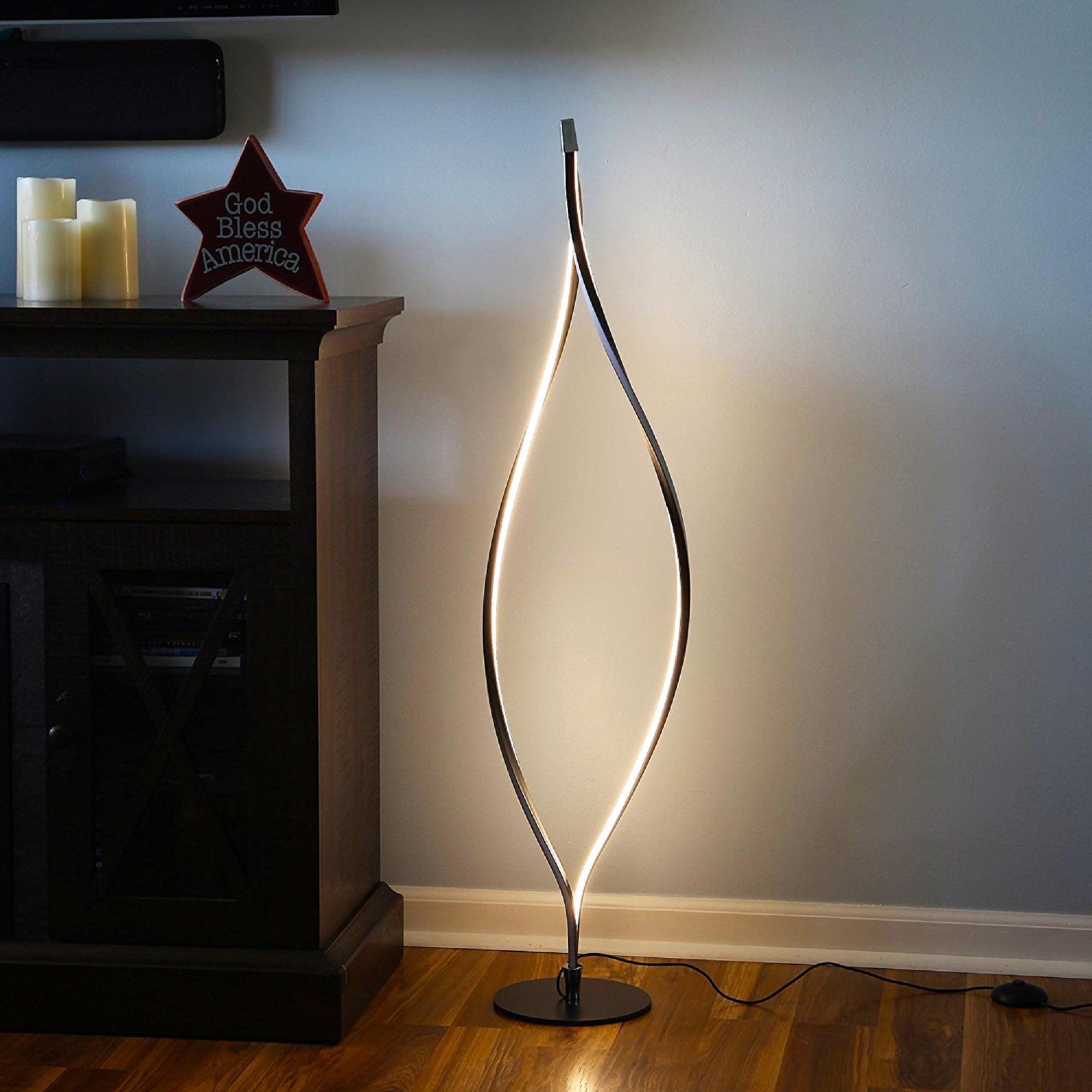 Brightech Twist 43 in. Industrial 2-Light LED Energy Efficient Floor Lamp with Built-In 3-Way Dimmer