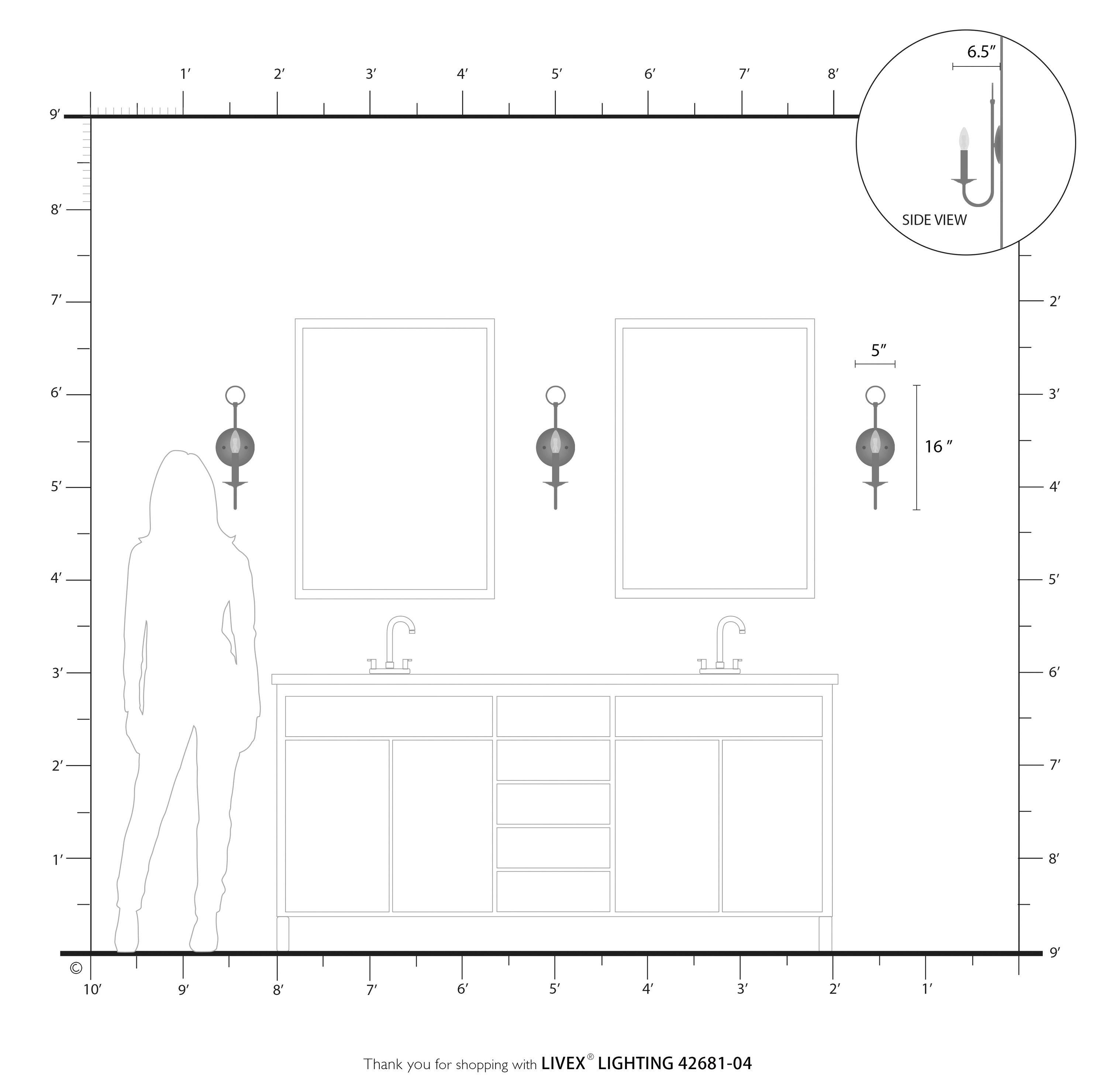 Livex Lighting Estate 1 - Light Wall Light in  Black