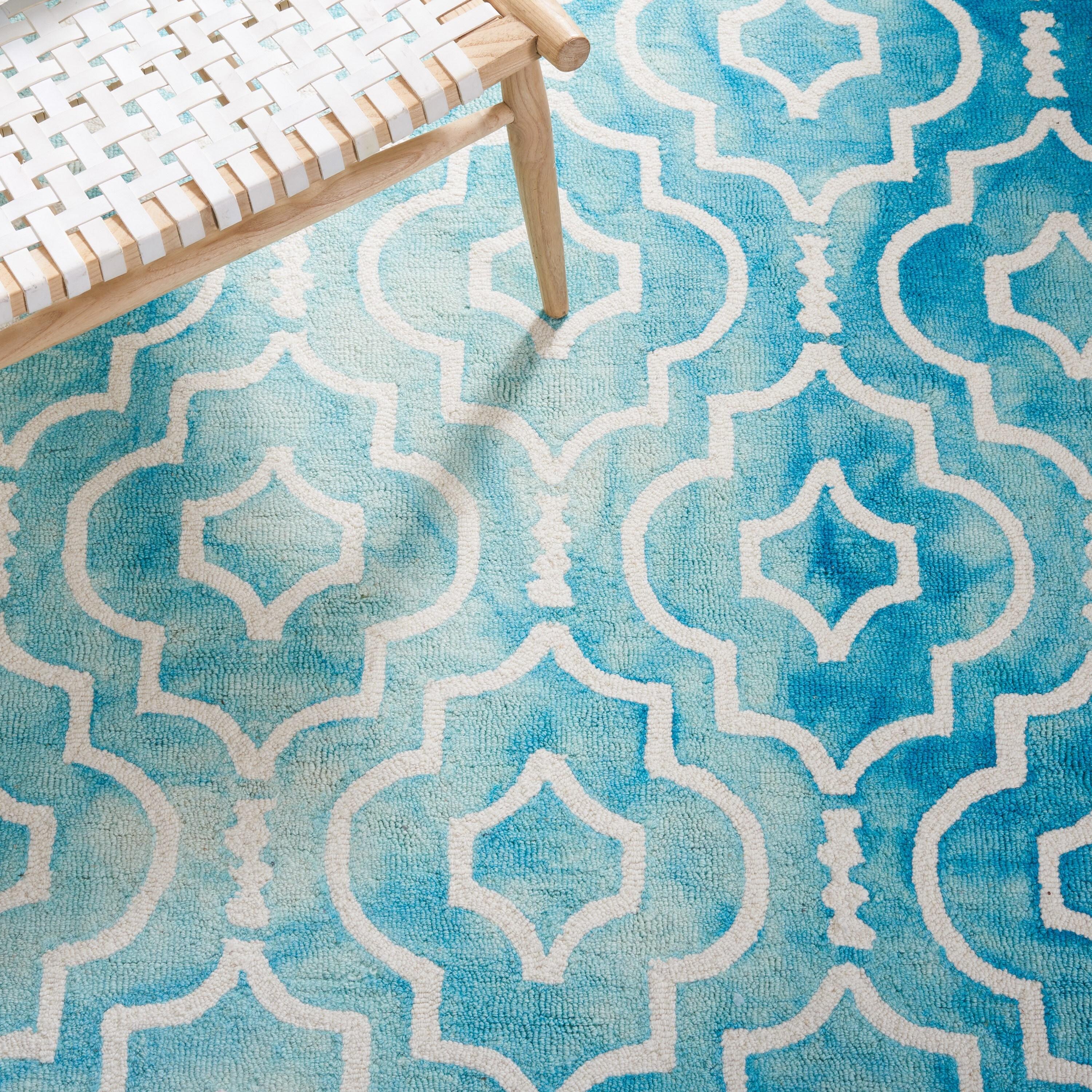 Dip Dye DDY538 Hand Tufted Indoor Area Rug - Turquoise/Ivory - 8'x10' - Safavieh