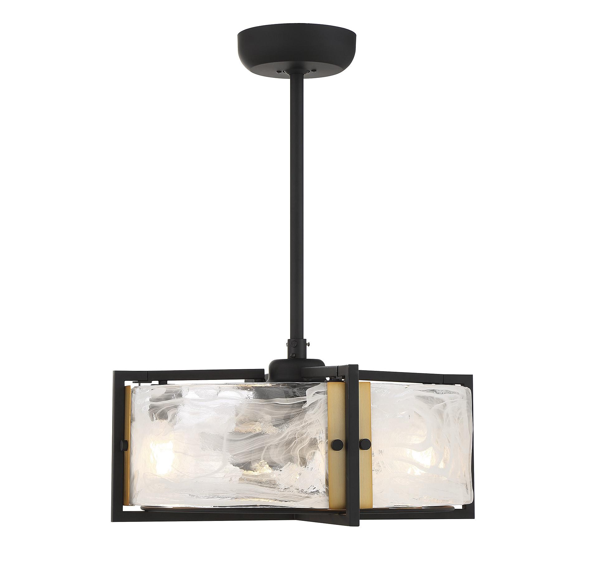 Hayward 4-Light Fan D'Lier in Matte Black with Warm Brass Accents
