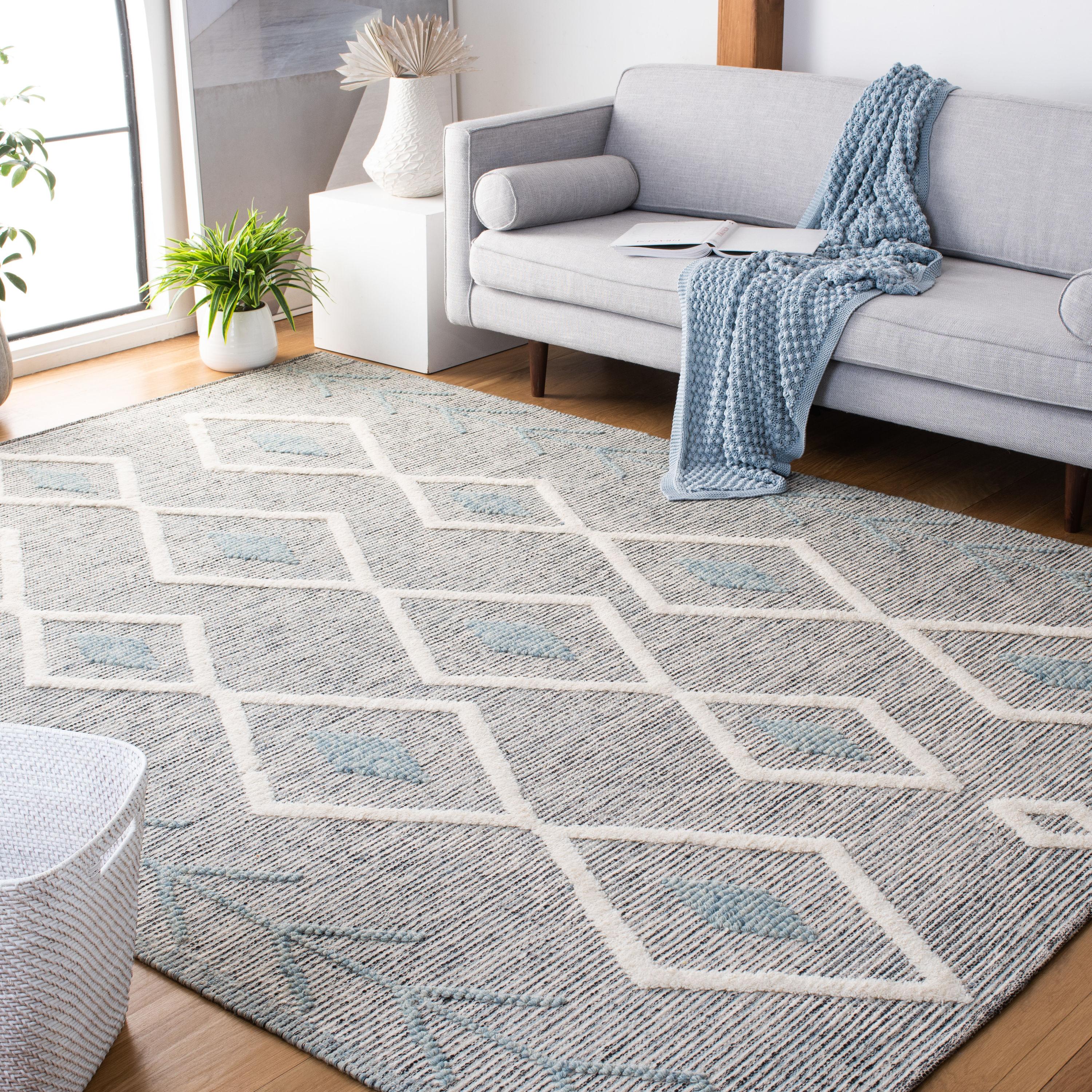 Vermont VRM603 Hand Loomed Area Rug - Blue/Ivory - 5'x8' - Safavieh.