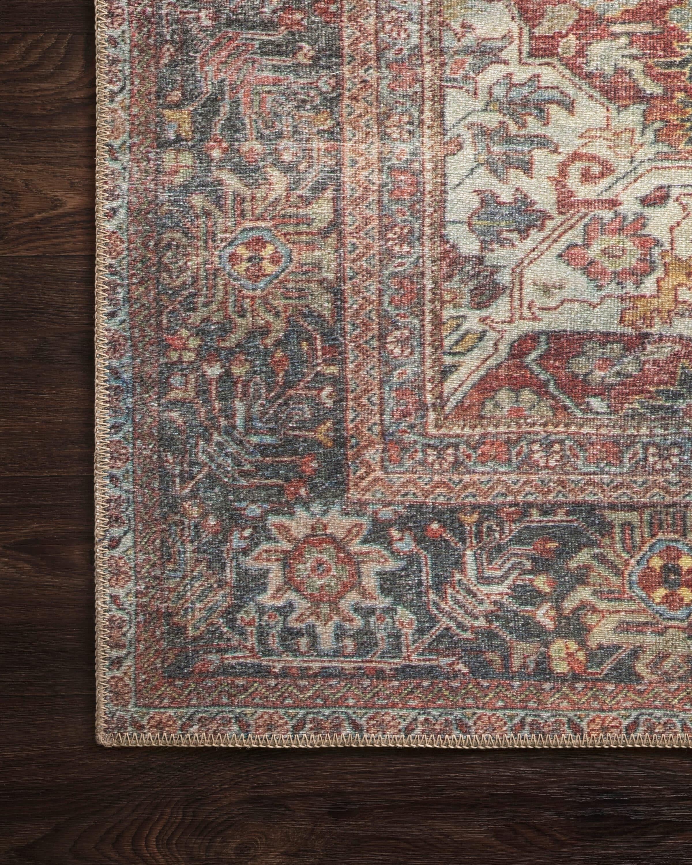 Brick and Multi Oriental Hand-knotted Synthetic Rug 3'6" x 5'6"