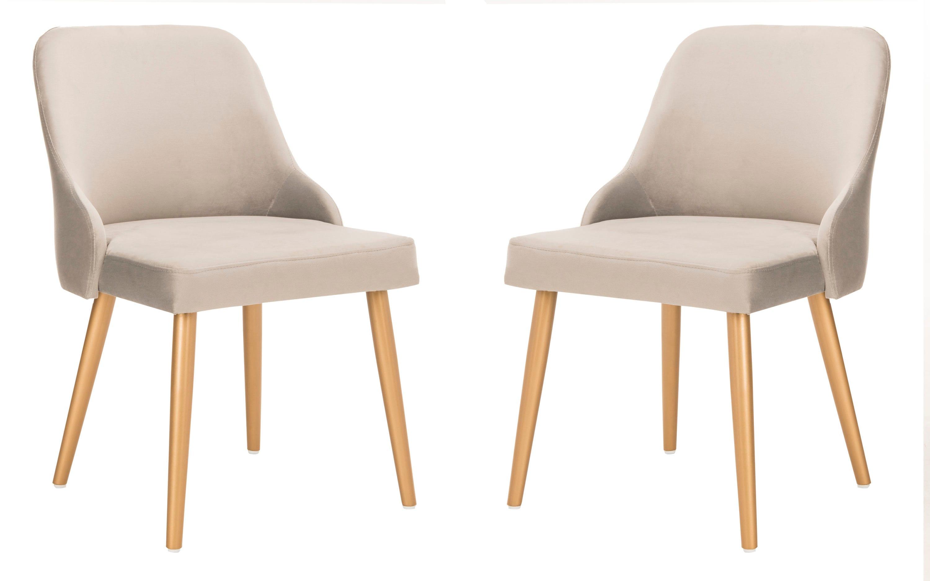 Lulu Upholstered Dining Chair (Set of 2) - Grey/Gold - Safavieh