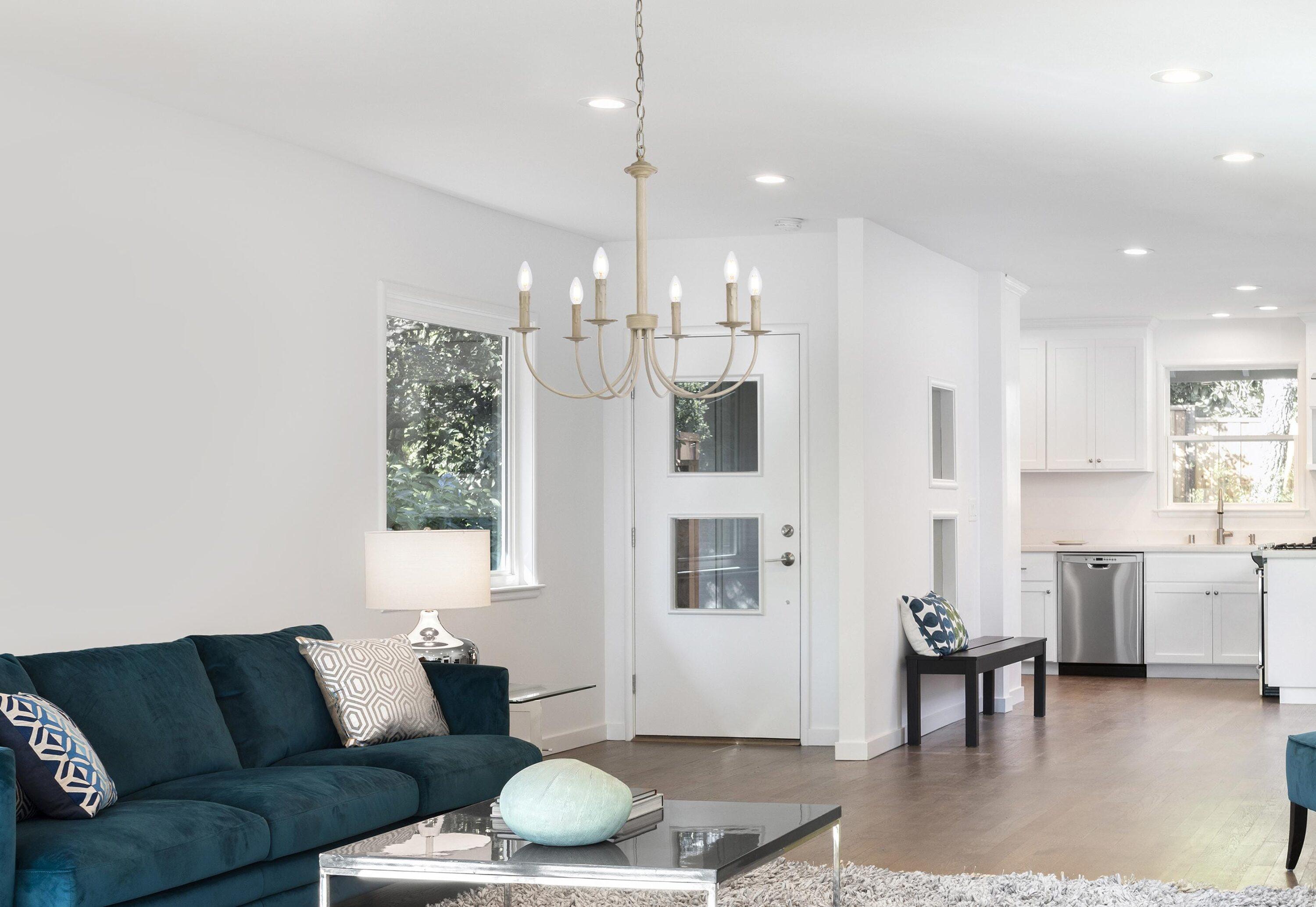 Brielle 6 lights pendant in weathered dove