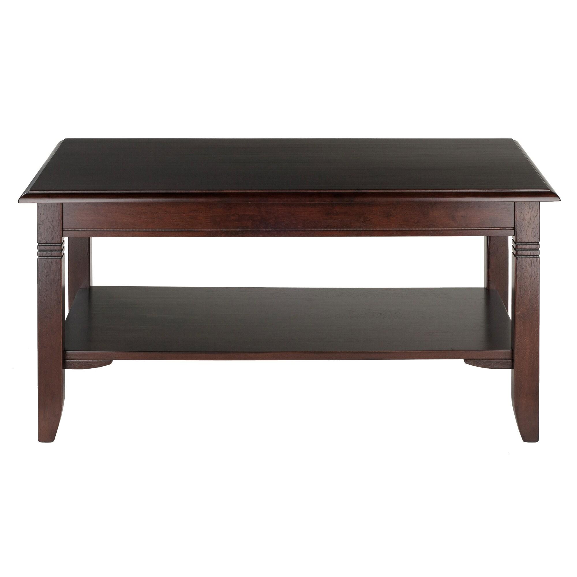 Nolan Coffee Table - Cappuccino - Winsome: Solid Wood, Lower Shelf Storage, Elegant Design