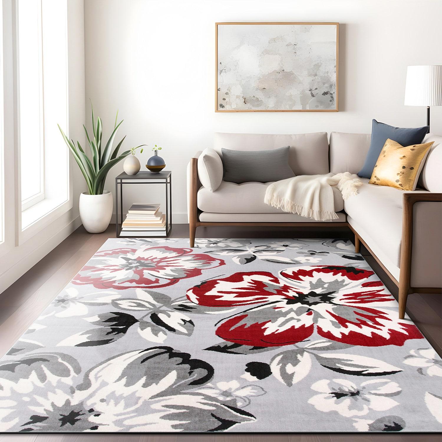 World Rug Gallery Modern Floral Design Red 5' x 7' Area Rug