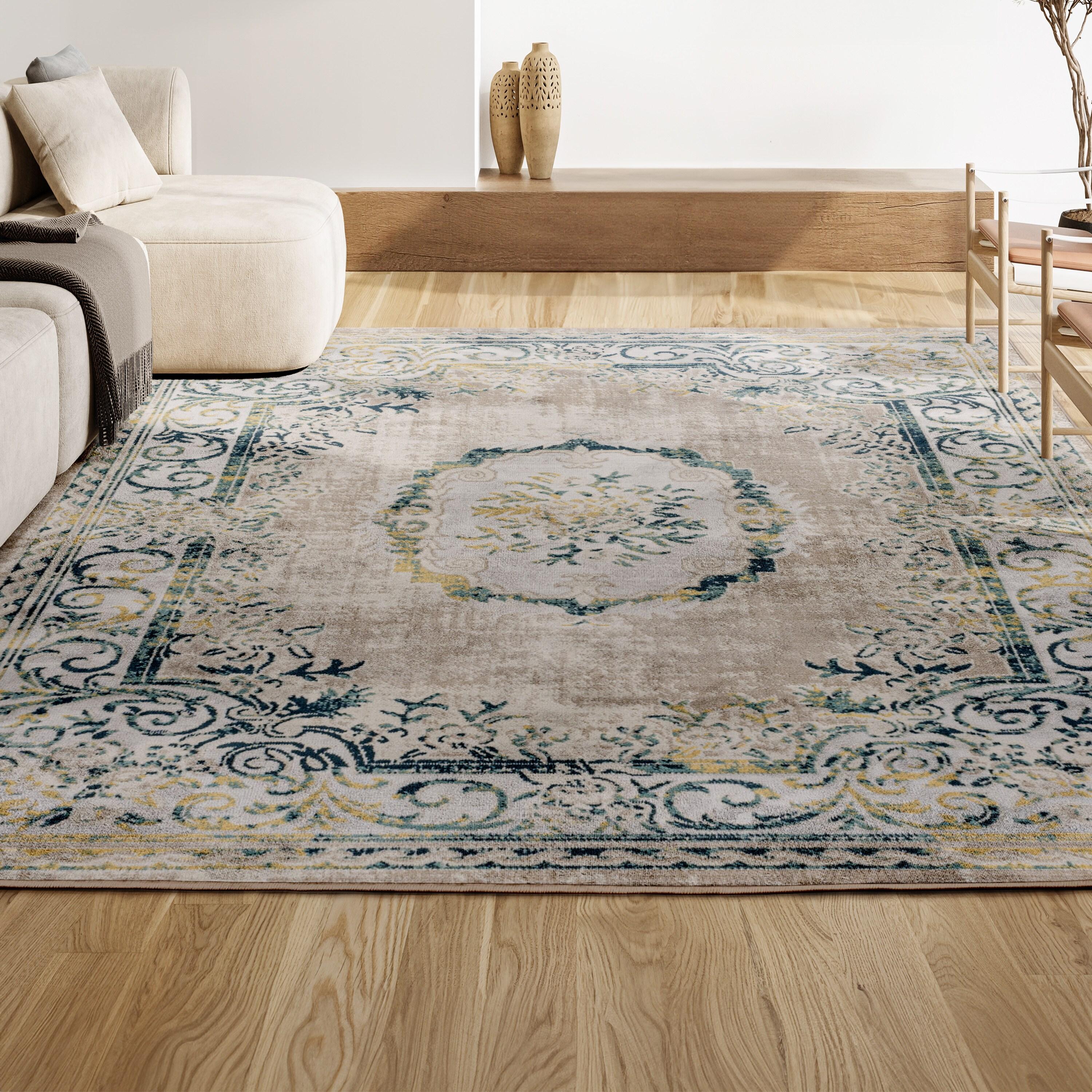 JONATHAN Y Rosalia Cottage Medallion Navy/Ivory 3 ft. x 5 ft. Area Rug