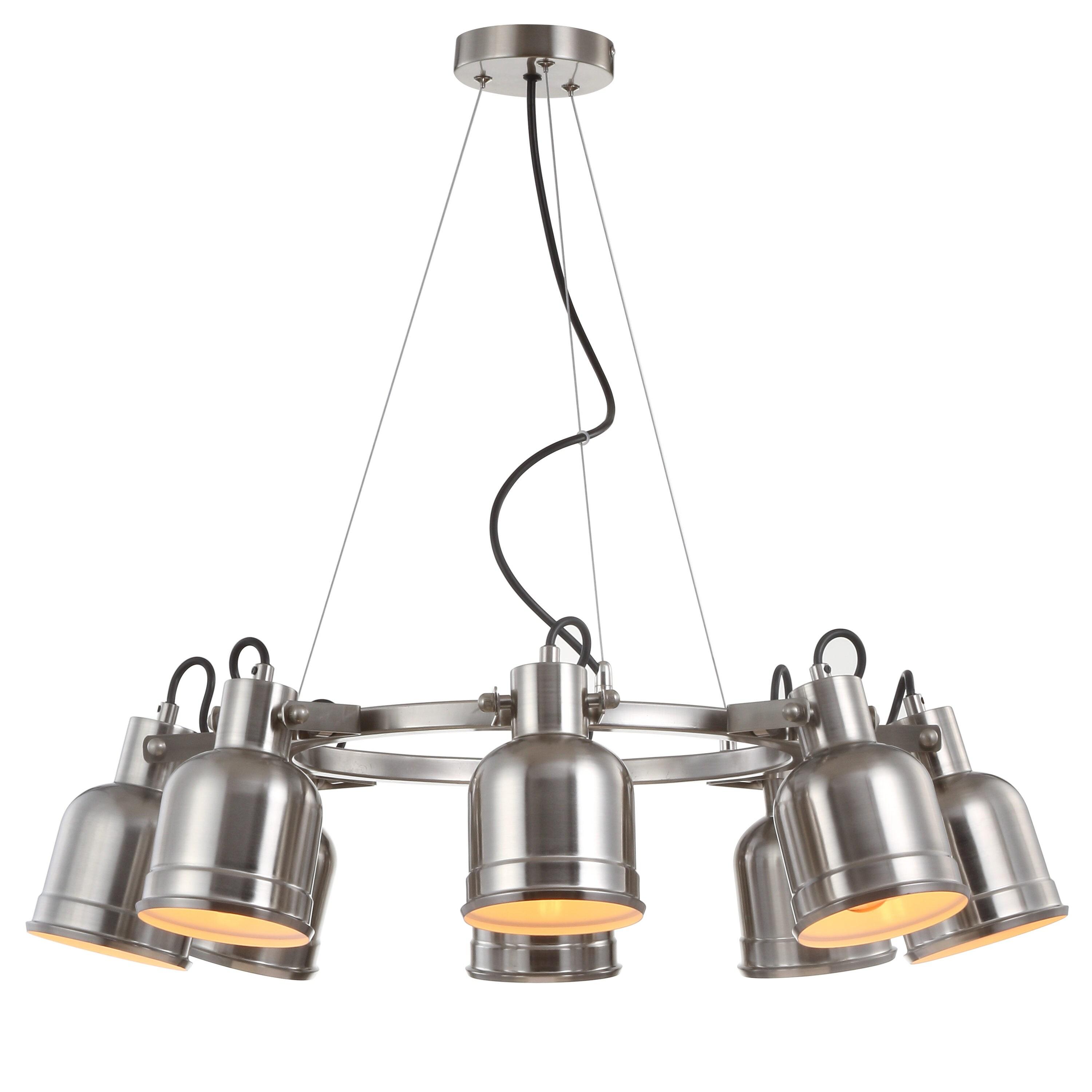 JONATHAN Y JYL6115A Liam 26.5" 8-Light Metal LED Chandelier Chandelier, Contemporary, Transitional for living room, dinning room, bedroom, office Bulb Included, Nickel