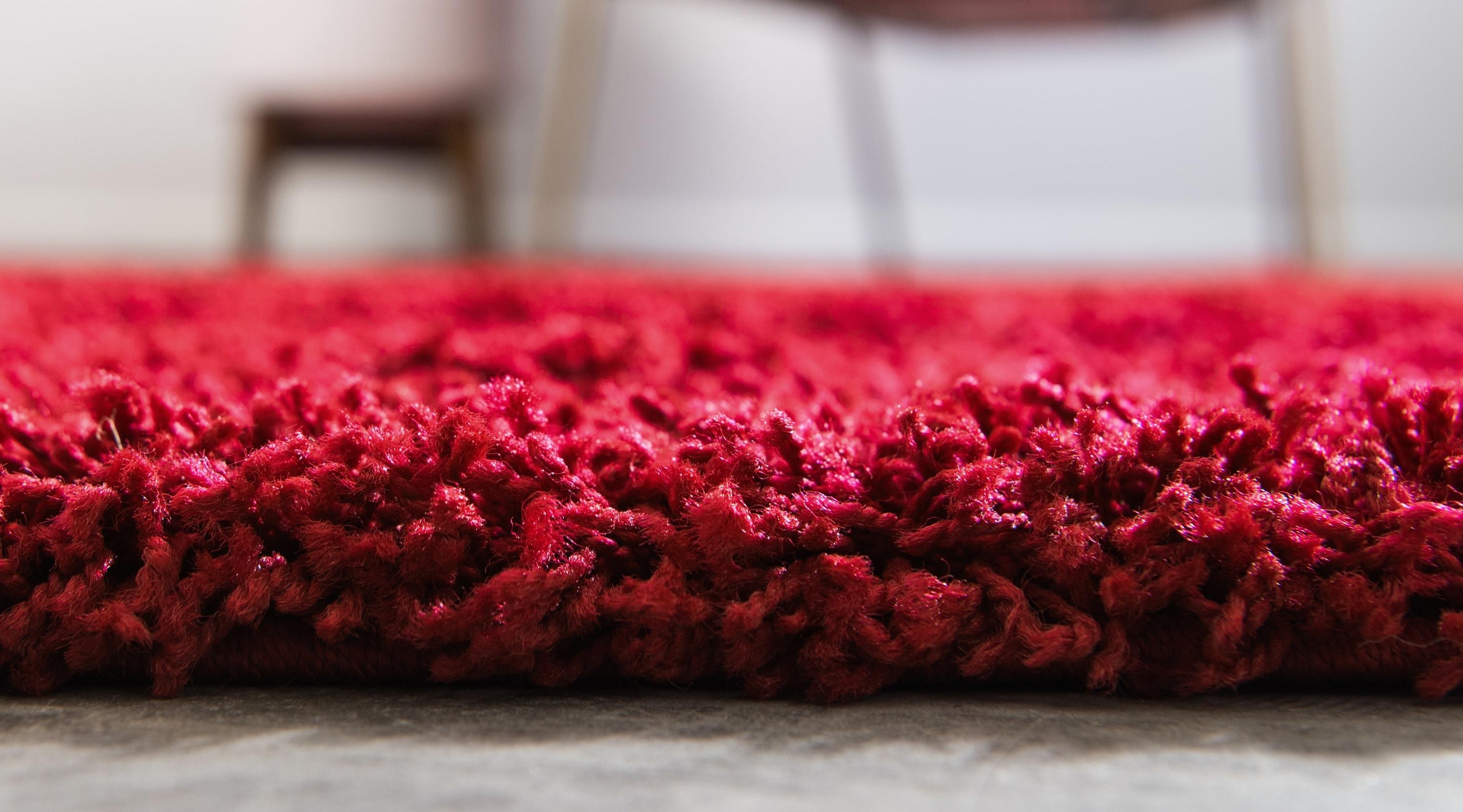 Unique Loom Solid Shag Collection Area Rug (8' Round, Cherry Red)