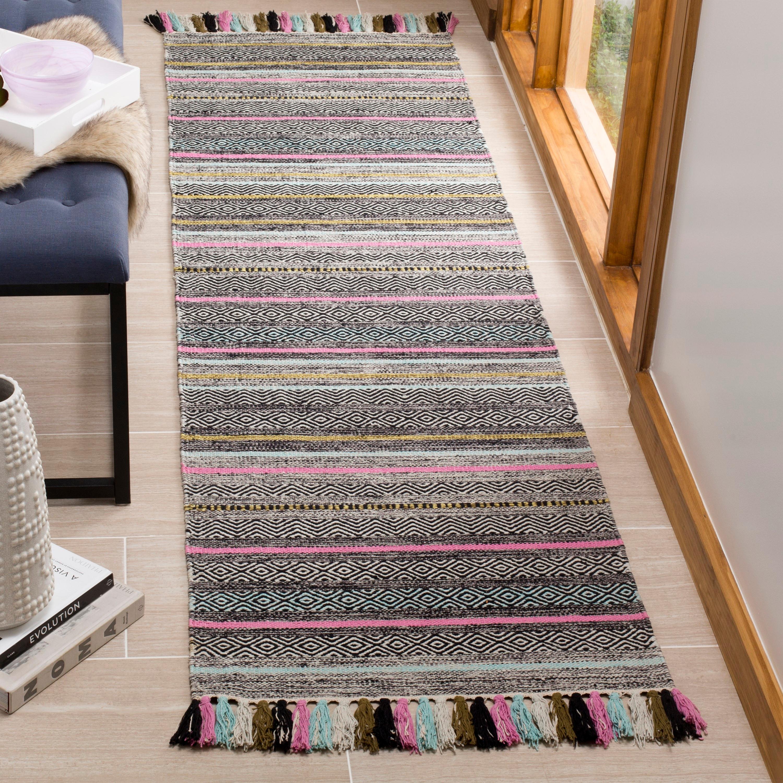 Montauk MTK901 Hand Woven Indoor Runner Rug - Black/Multi - 2'3"x8' - Safavieh.