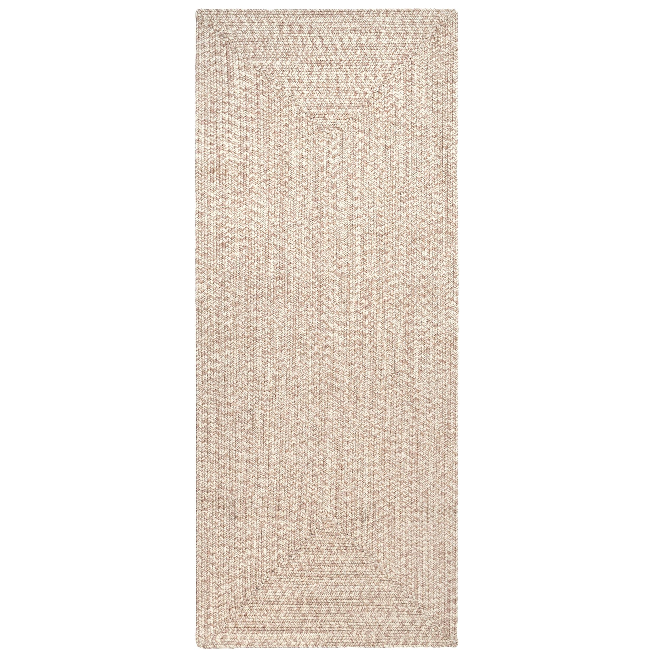 nuLOOM 2' x 14' Solid Hand Braided Indoor/Outdoor Area Rug, Pet-Friendly, High Traffic, Weather Resistant, for Patio, Balcony, Bedroom, Living, Dining Room, Wynn Tan
