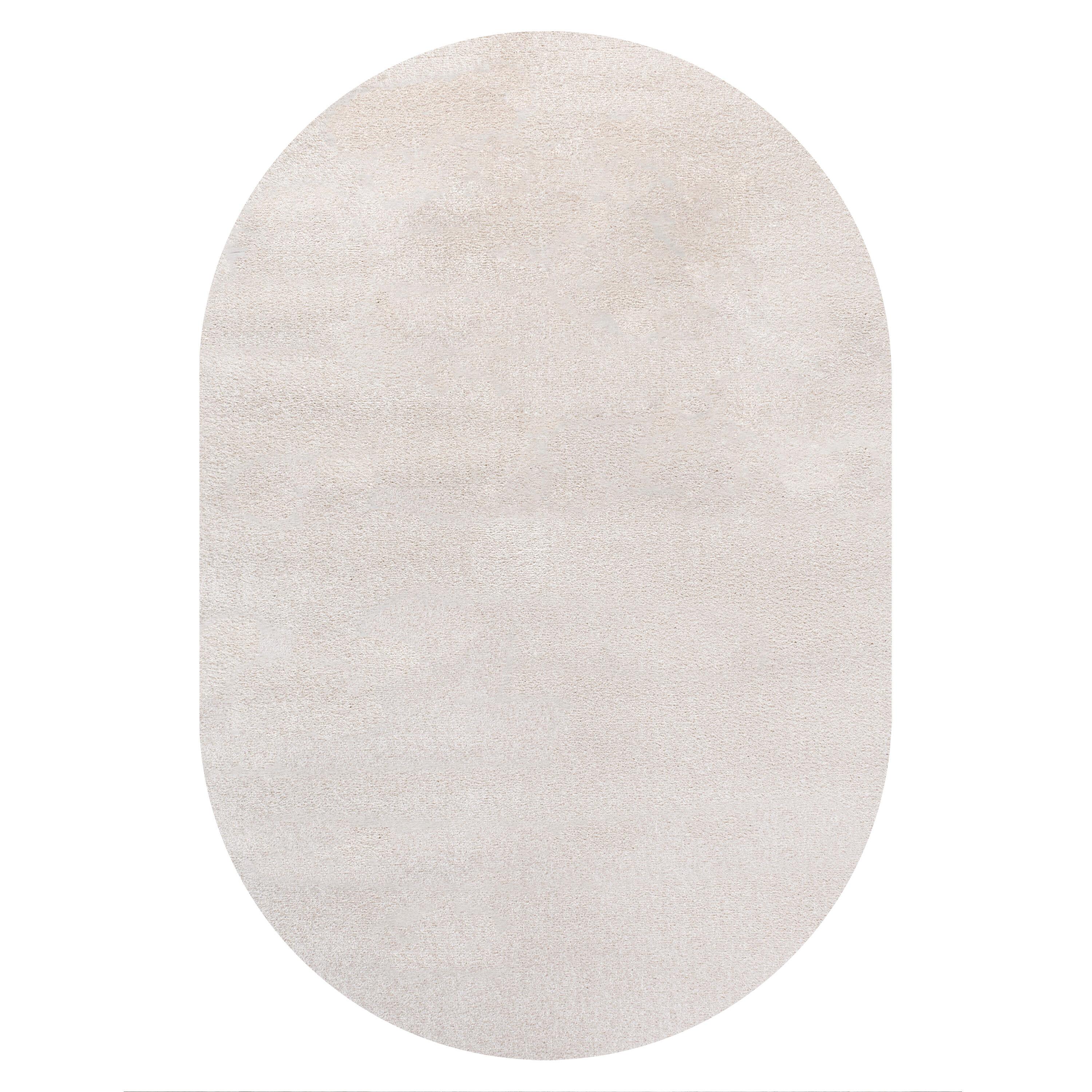3'x5'Oval  Haze Solid Low-Pile, Ivory - JONATHAN Y