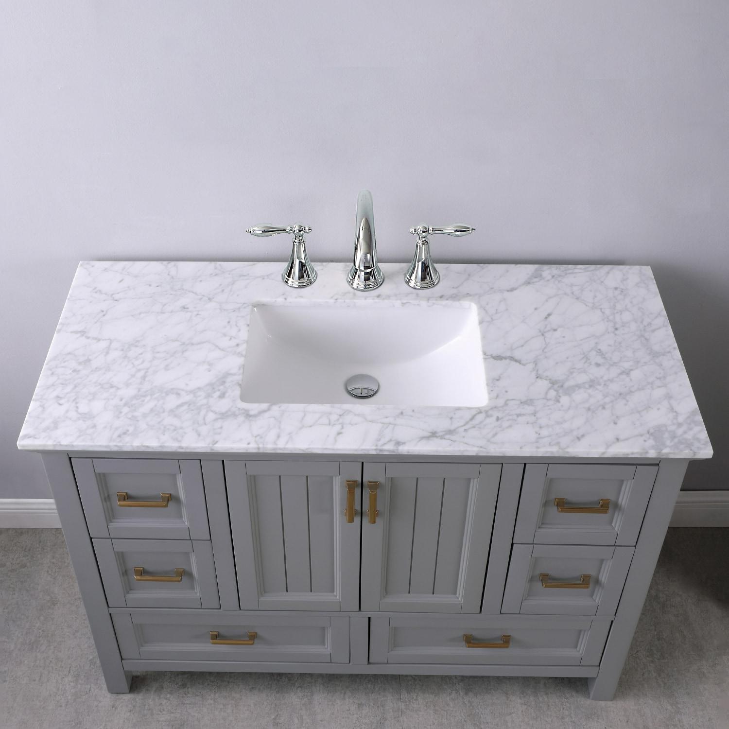 Isla 48" Marble Countertop Single Vanity w/o Mirror Gray