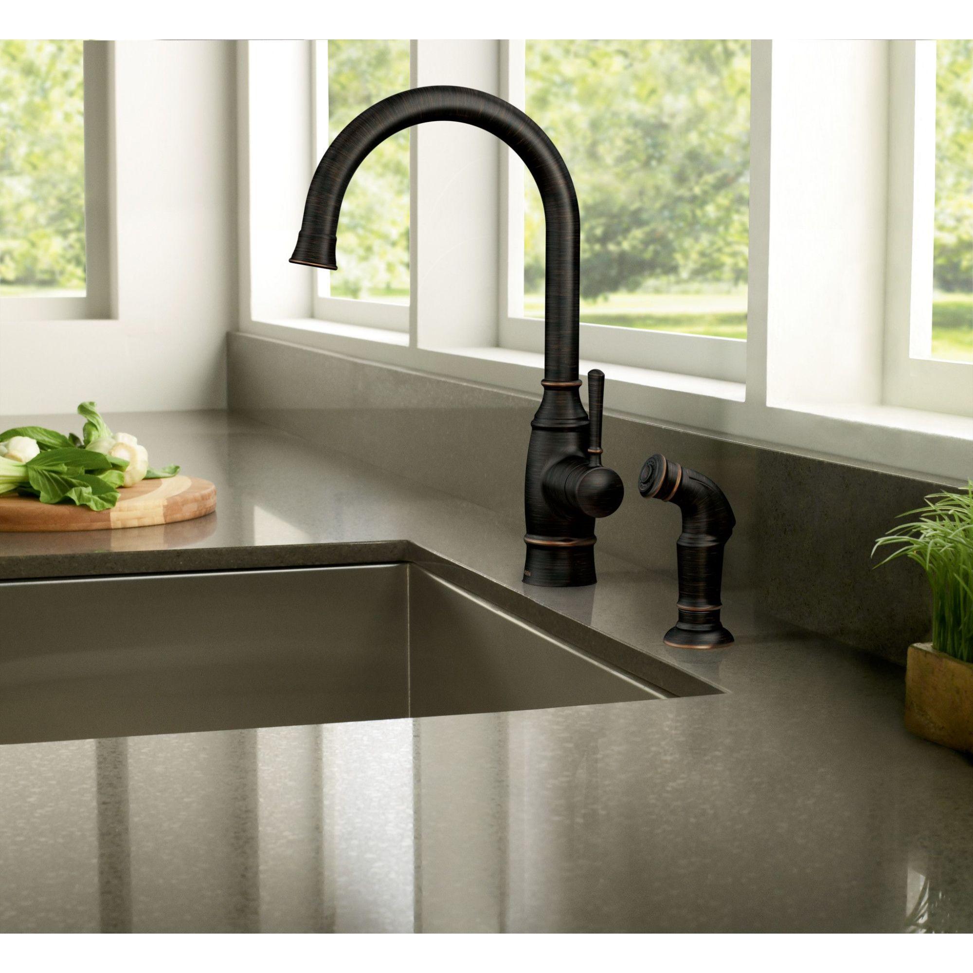 Noell Single-Handle Standard Kitchen Faucet with Side Sprayer, Deckplate Sold Separately