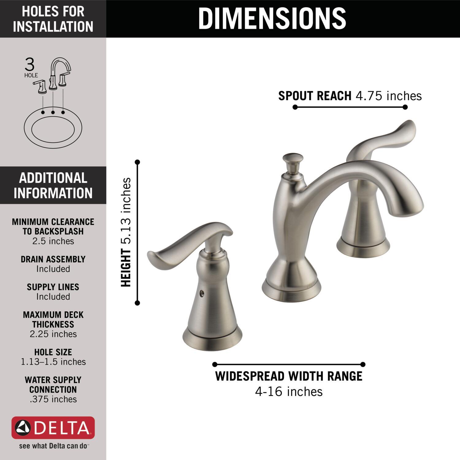 Linden Widespread Bathroom Faucet 3 Hole, 2-handle Bathroom Sink Faucet with Drain Assembly