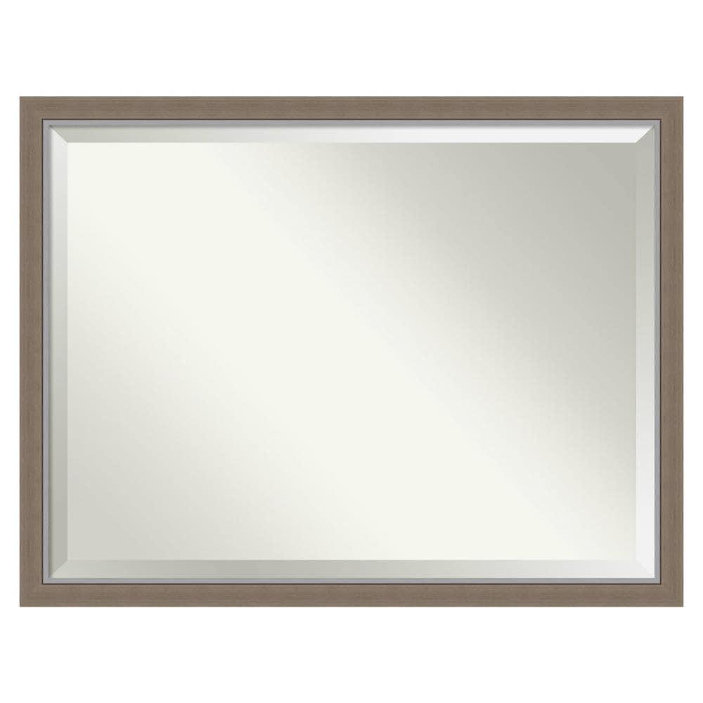 43" x 33" Eva Framed Bathroom Vanity Wall Mirror Brown - Amanti Art: Polystyrene Frame, Beveled Glass, Wall Mount