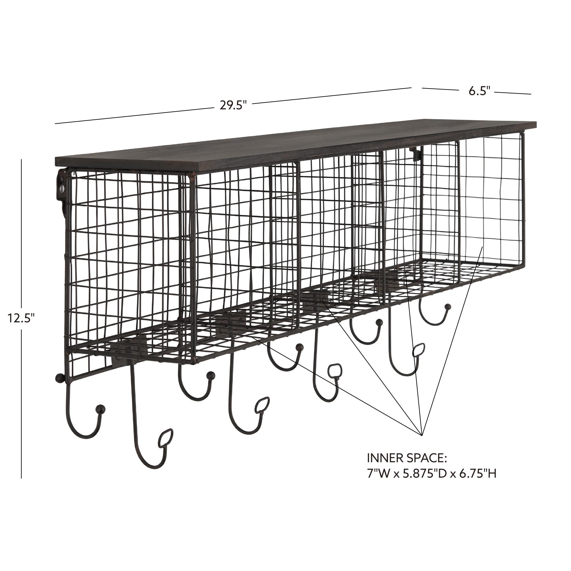 Linon Four Cubby Metal Wall Shelf in Black