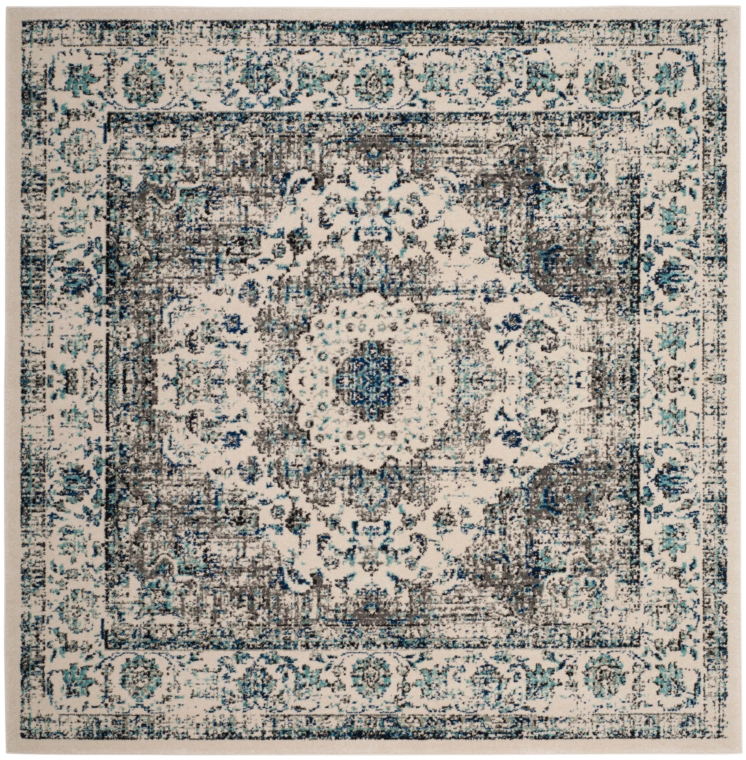 Evoke EVK220 Power Loomed Area Rug - Ivory/Grey - 6'7"x6'7" - Safavieh.