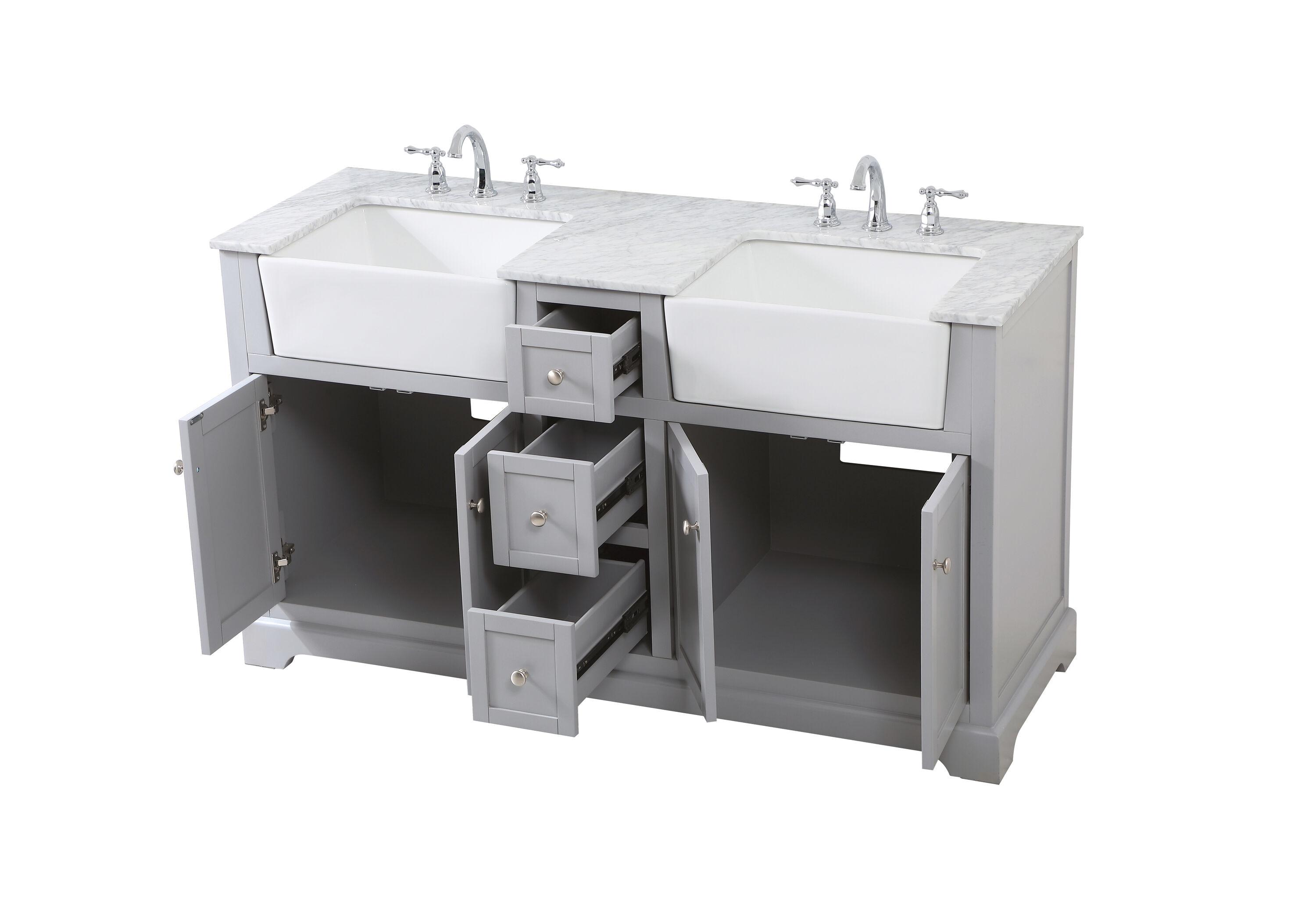 Elegant Decor Franklin 60" Aluminum MDF Double Bathroom Vanity in Gray