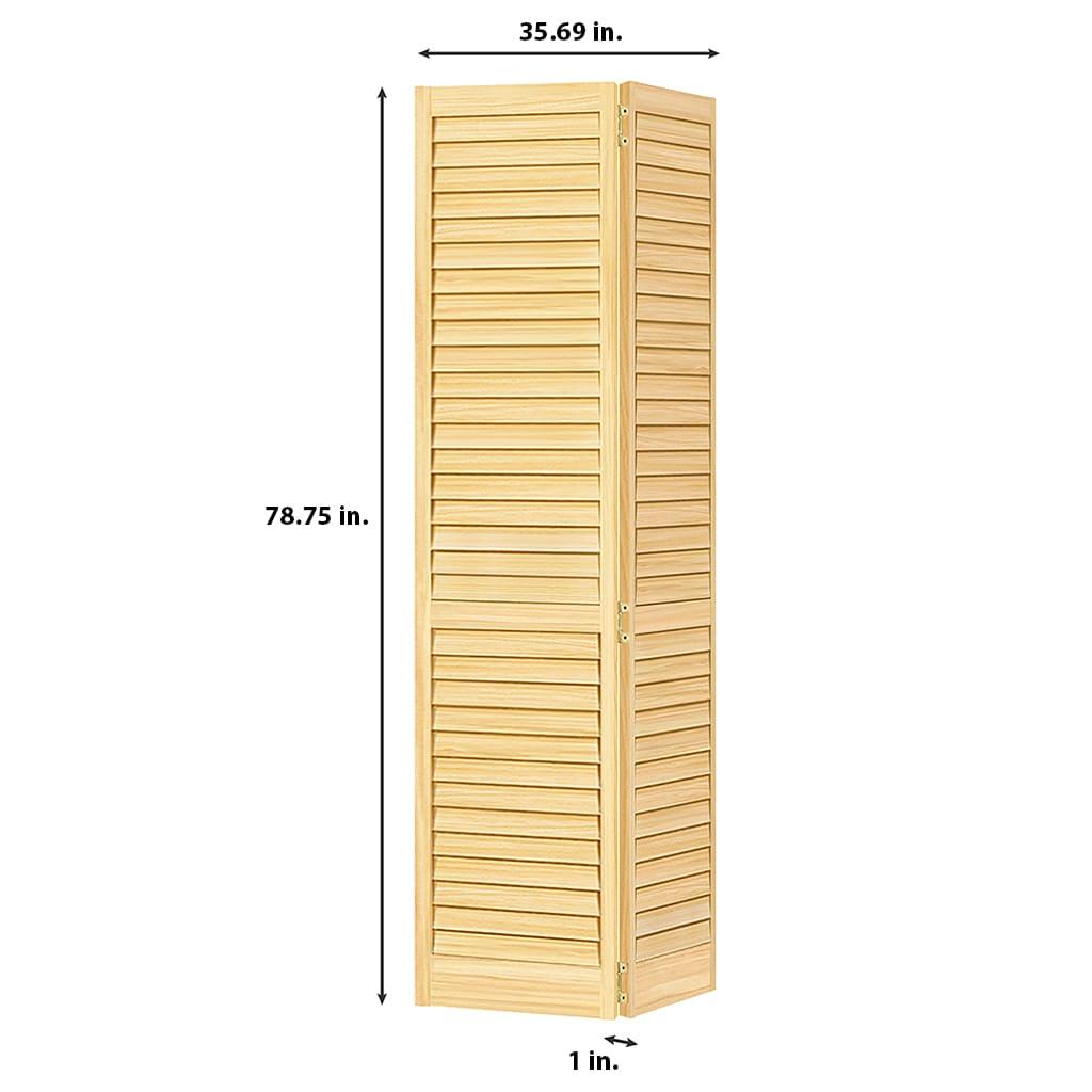 Kimberly Bay Louvered Wood Unfinished Plantation Bi-Fold Door