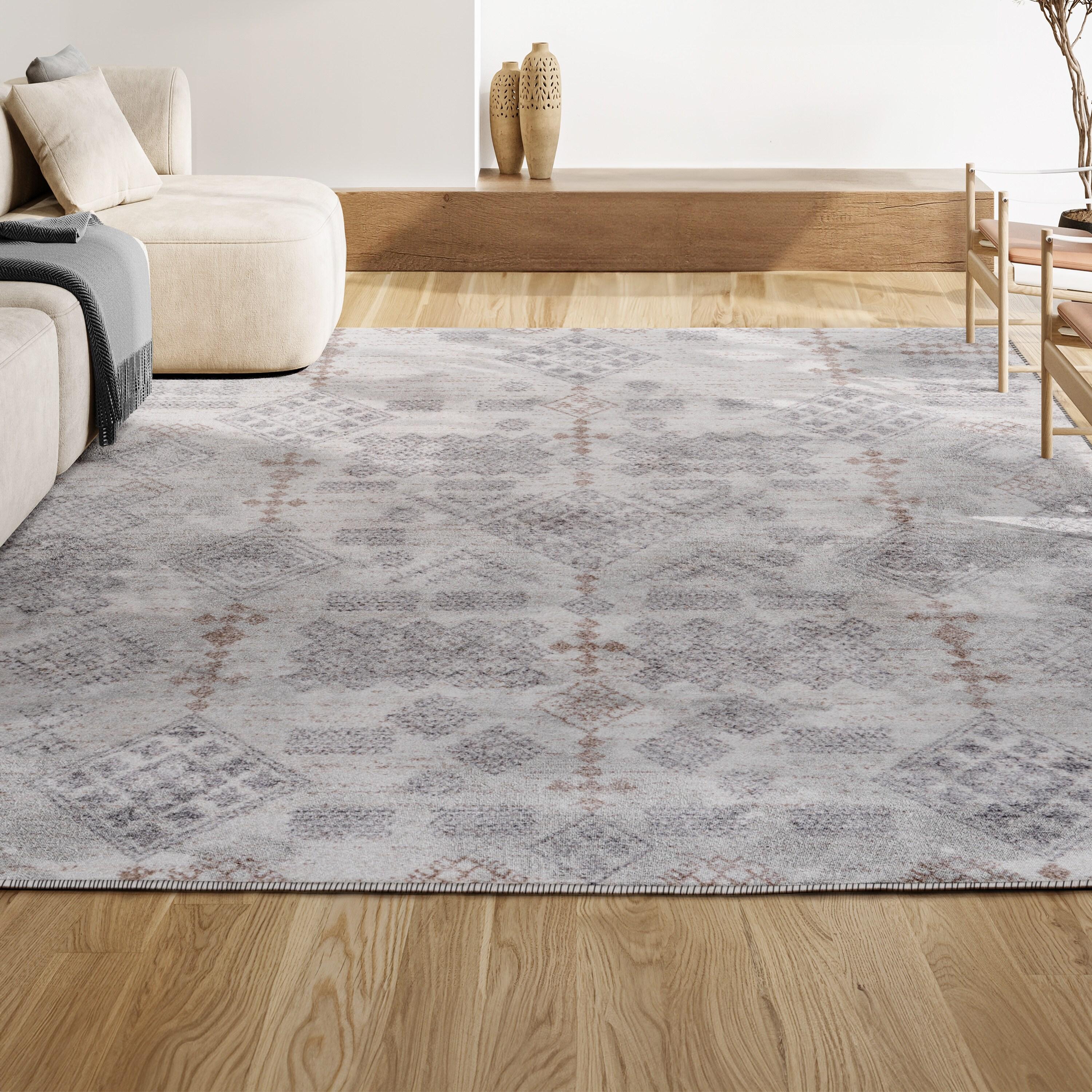 8'x10' Bhalil Berber Diamond Geometric Area Rug, Beige/Gray - JONATHAN Y