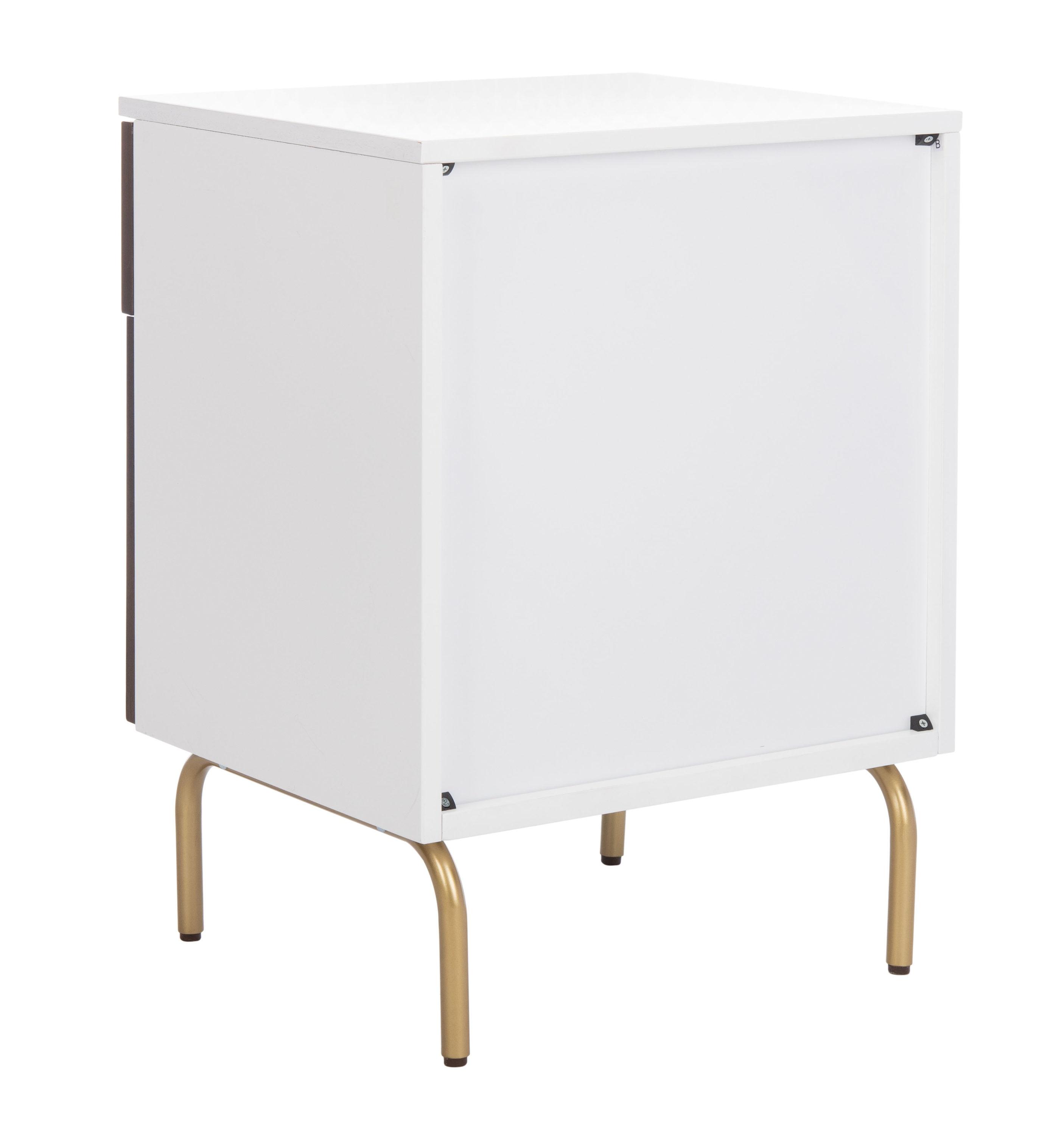 Genevieve 2 Drawer Nightstand - Walnut/White/Gold - Safavieh.