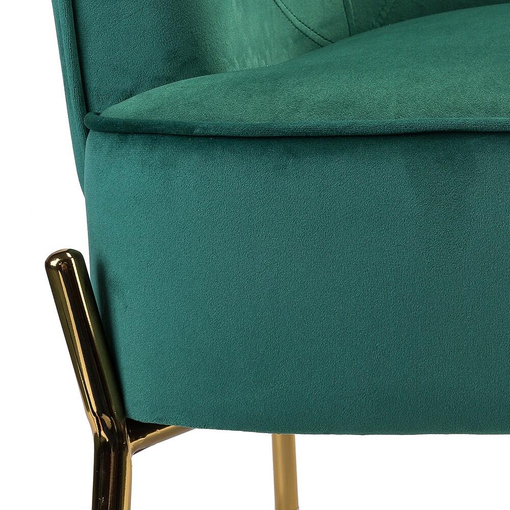 14 Karat Home Silla Decorativa de Terciopelo con Patas de Metal Dorado con Respaldo Acolchado para el Dormitorio de la Sala de Estar, Green