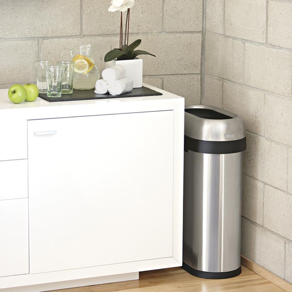 Simplehuman 50L/13.2 Gallon Slim Open Top Trash Can, Commercial Grade Heavy Gauge Stainless Steel