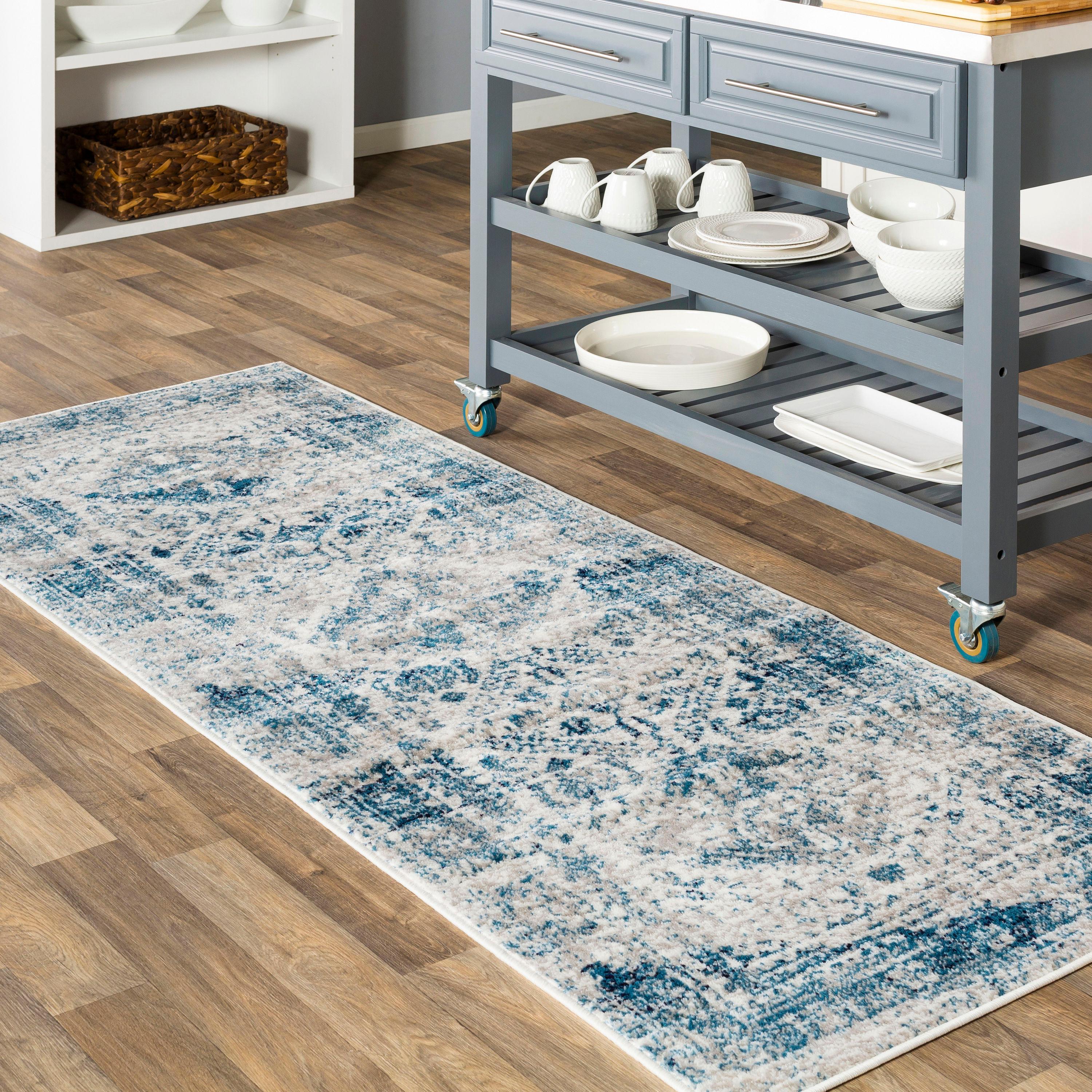 Livabliss 2'7"x7'3" Melissa Traditional Runner Rugs Blue: Medium Pile, Fade & Stain-Resistant, Indoor Use
