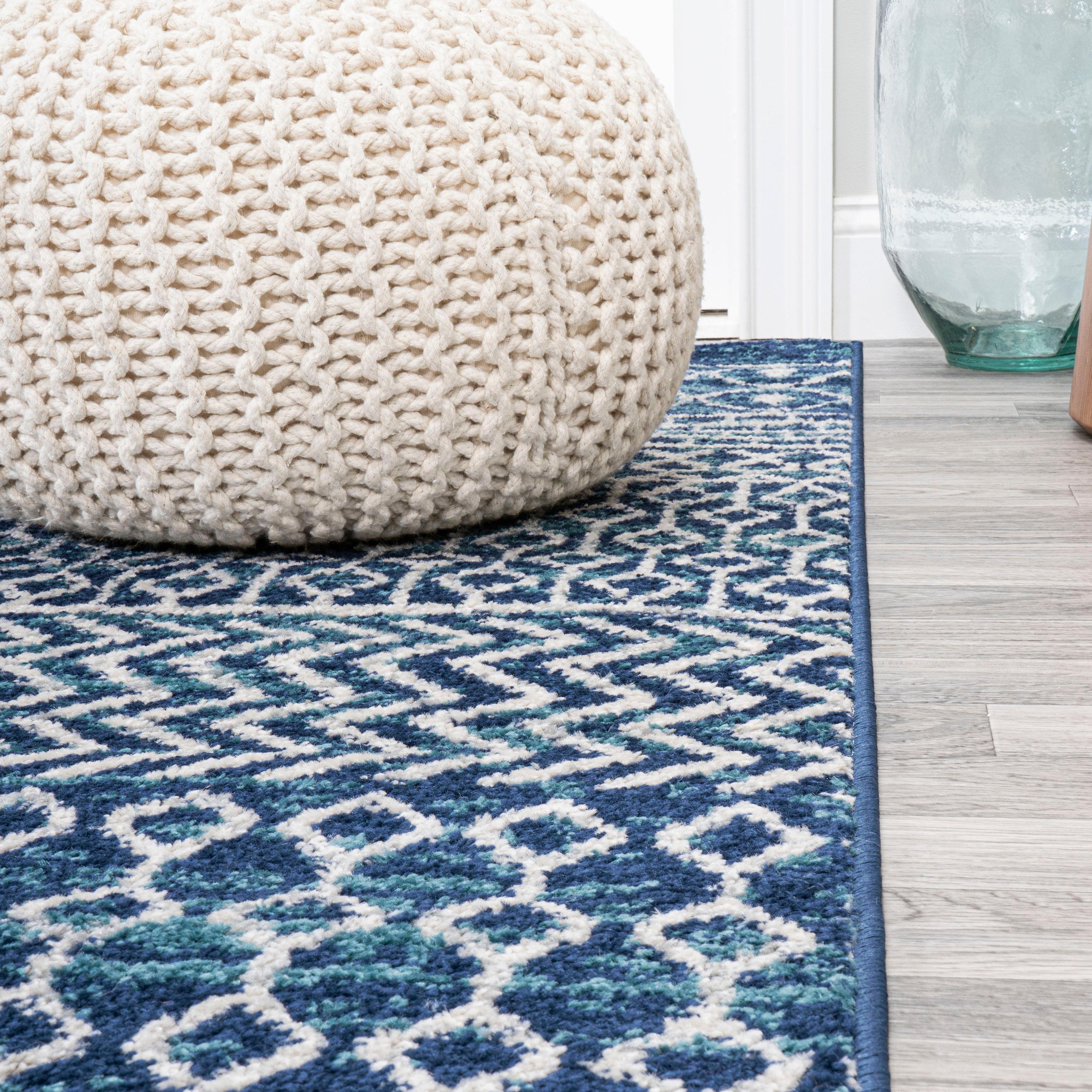 5' x 8' Arta Moroccan Vintage Geometric Rug Area Rug, Navy/Cream - JONATHAN Y