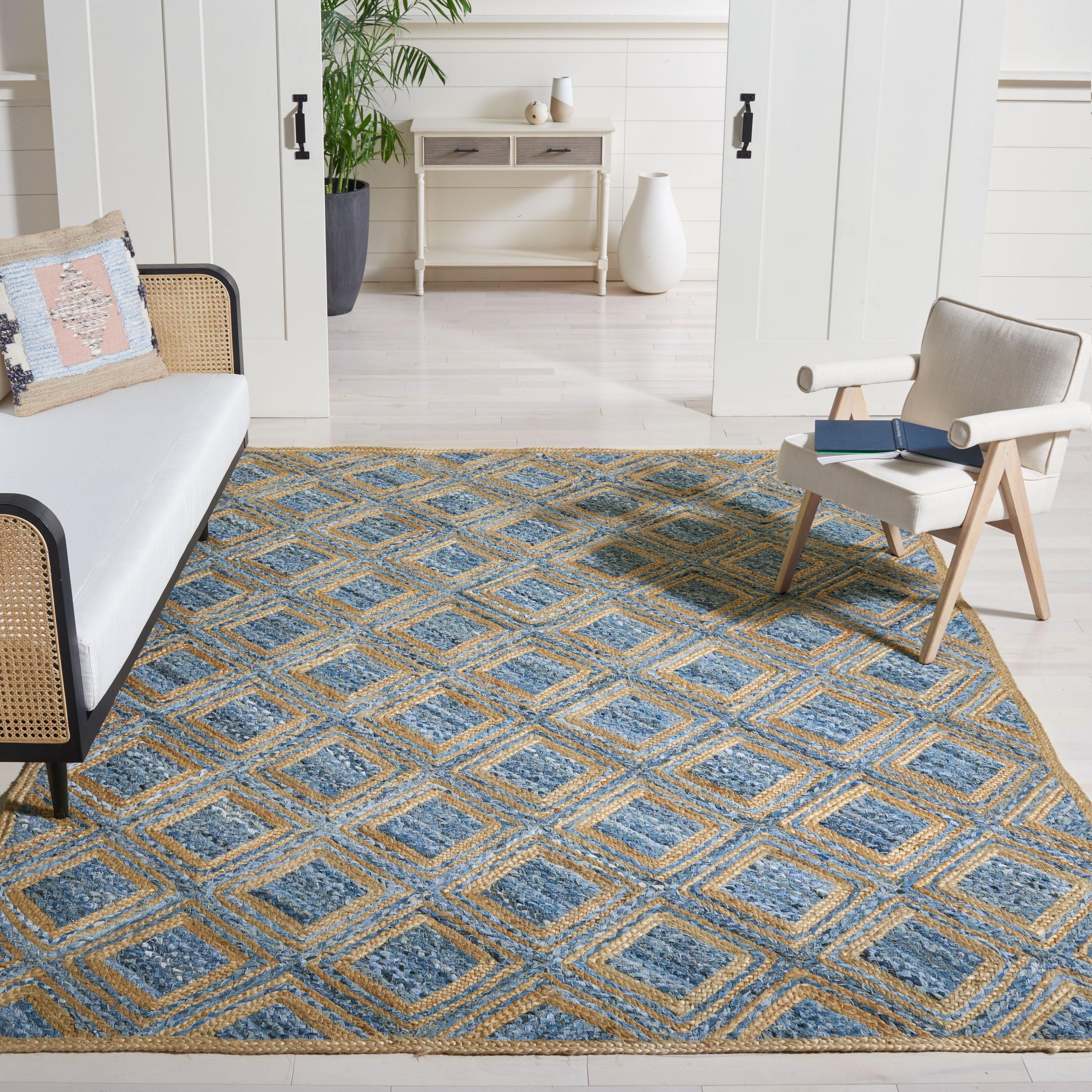 Cape Cod CAP354 Woven Indoor Area Rug - Natural/Blue - 9'x12' - Safavieh