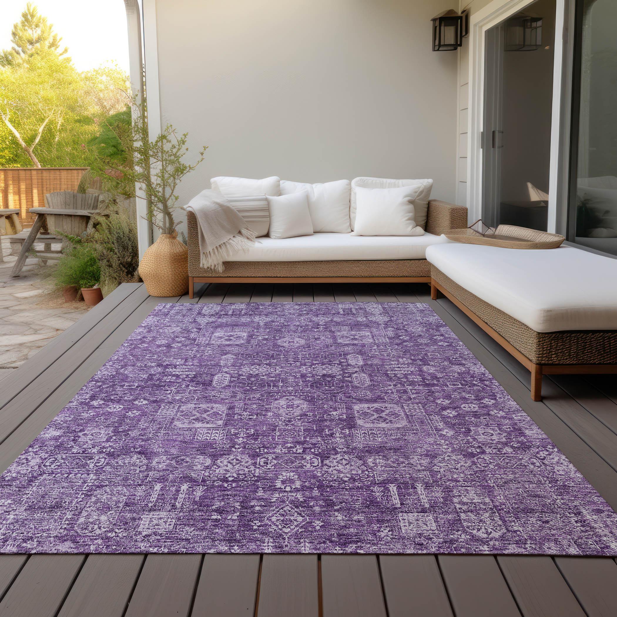 Purple Rectangular Machine Washable Synthetic Area Rug