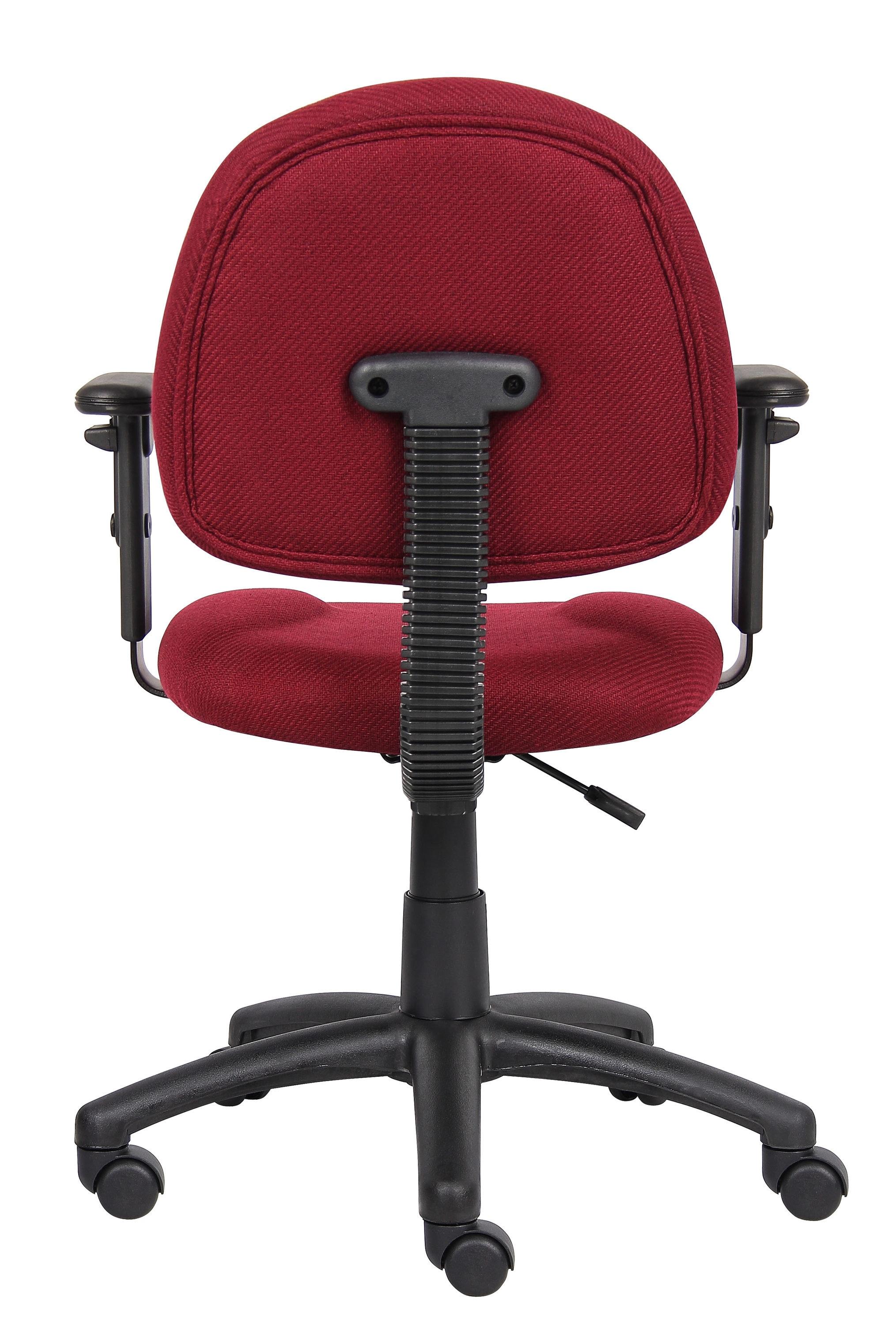 Deluxe Posture Chair with Adjustable Arms Burgundy - Boss Office Products: Ergonomic Swivel, Lumbar Support, Metal Frame