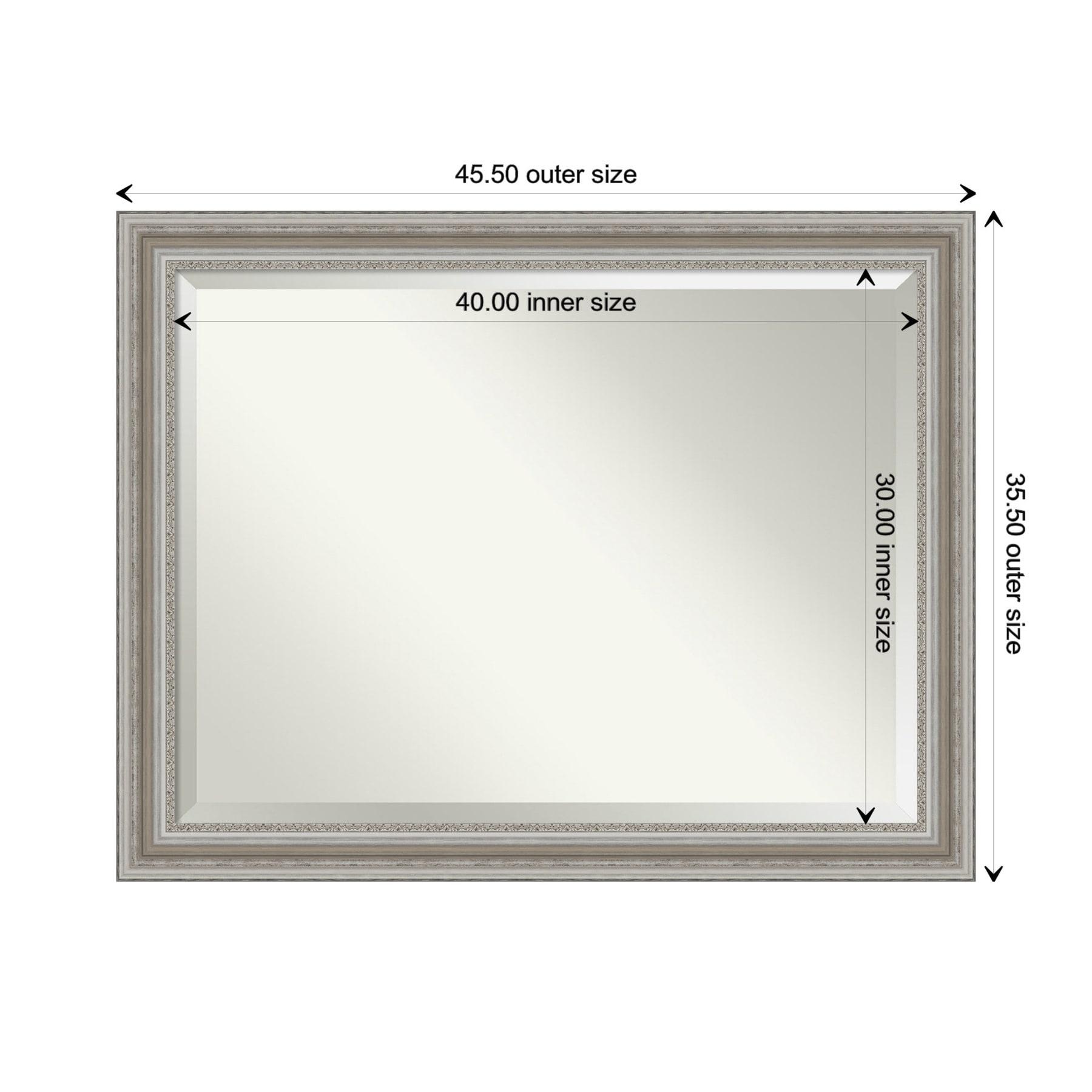46" x 36" Parlor Framed Wall Mirror Silver - Amanti Art: Modern Beveled, No Assembly Required