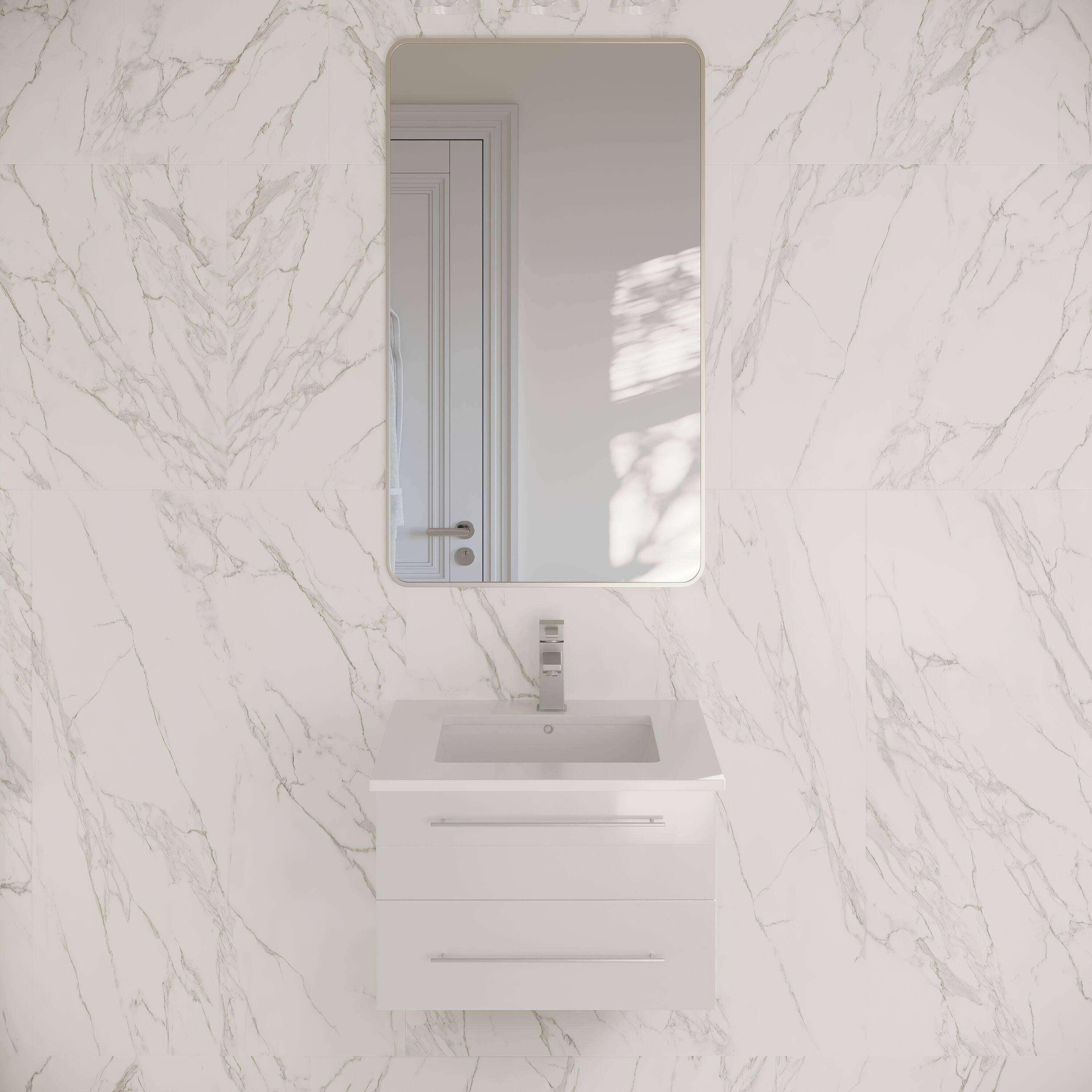 Lucera 24" Wall Mount Modern Single Sink Bathroom Vanity with Top and Undermount Sink