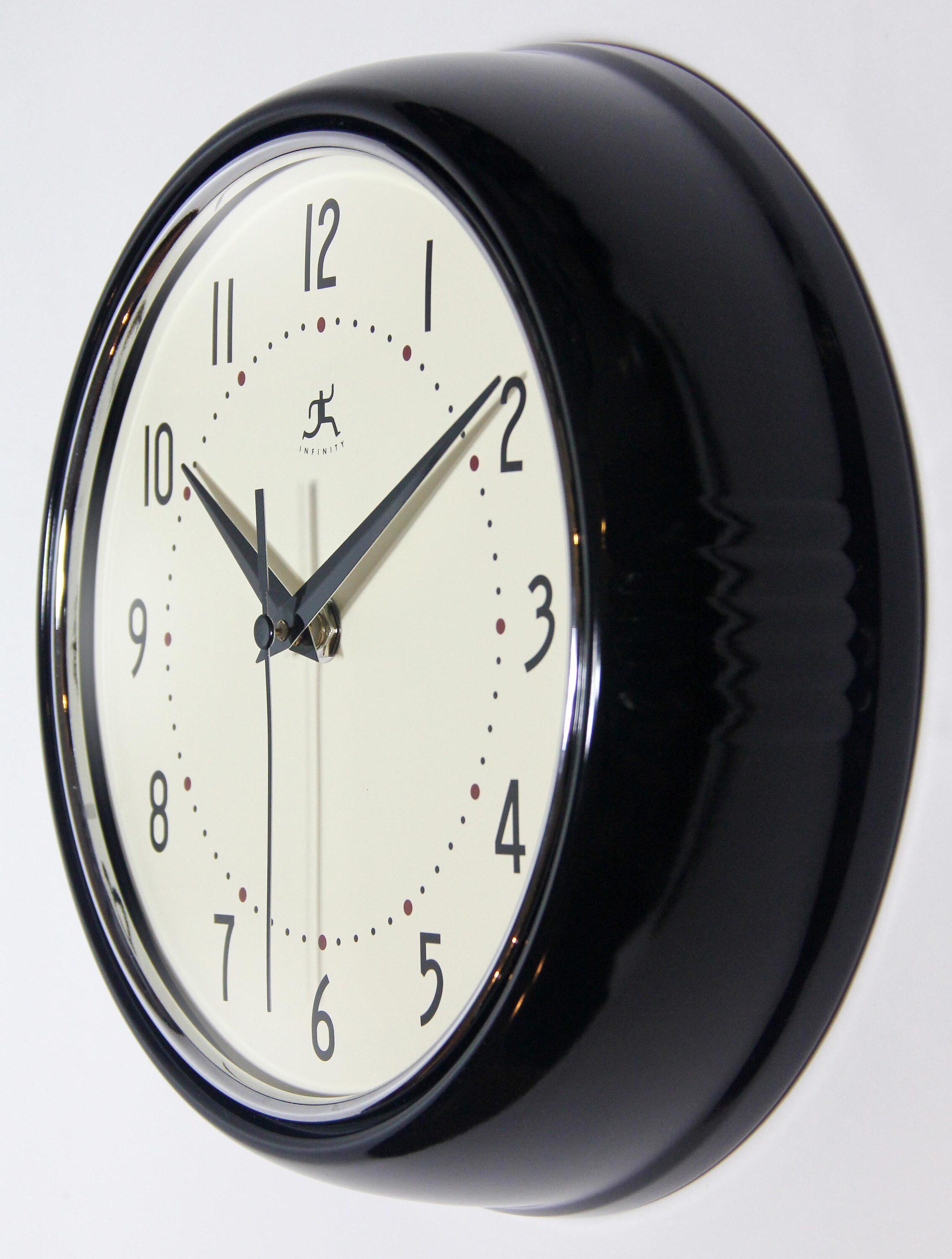 9.5" Retro Metal Wall Clock Black - Infinity Instruments