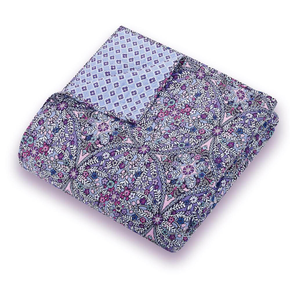 Vera Bradley Full/Queen Kaleidoscope Reversible Quilt Purple: Botanical Pattern, 100% Cotton, Year-Round Comfort
