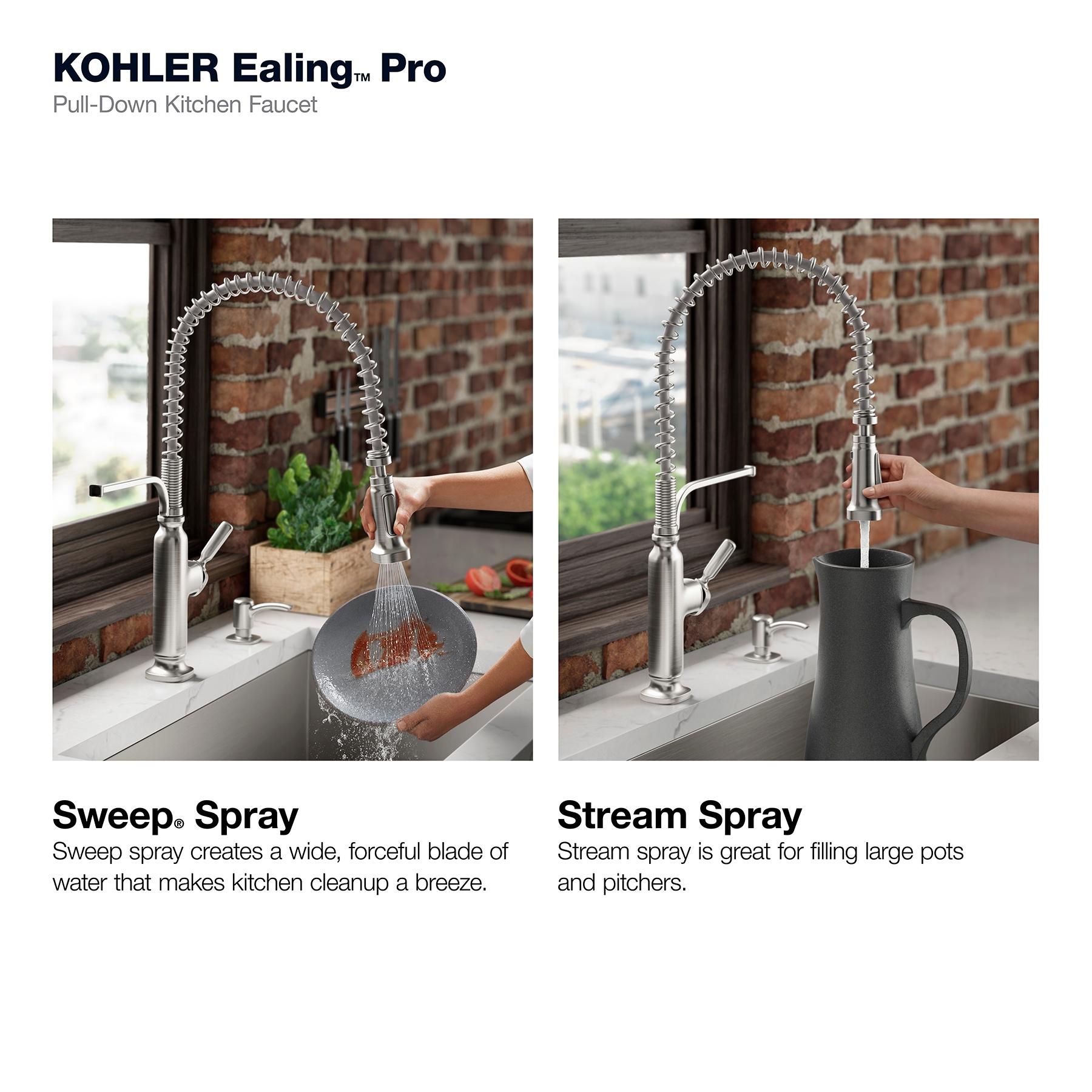 Ealing Stainless Steel Pull-Down Kitchen Faucet with Soap Dispenser