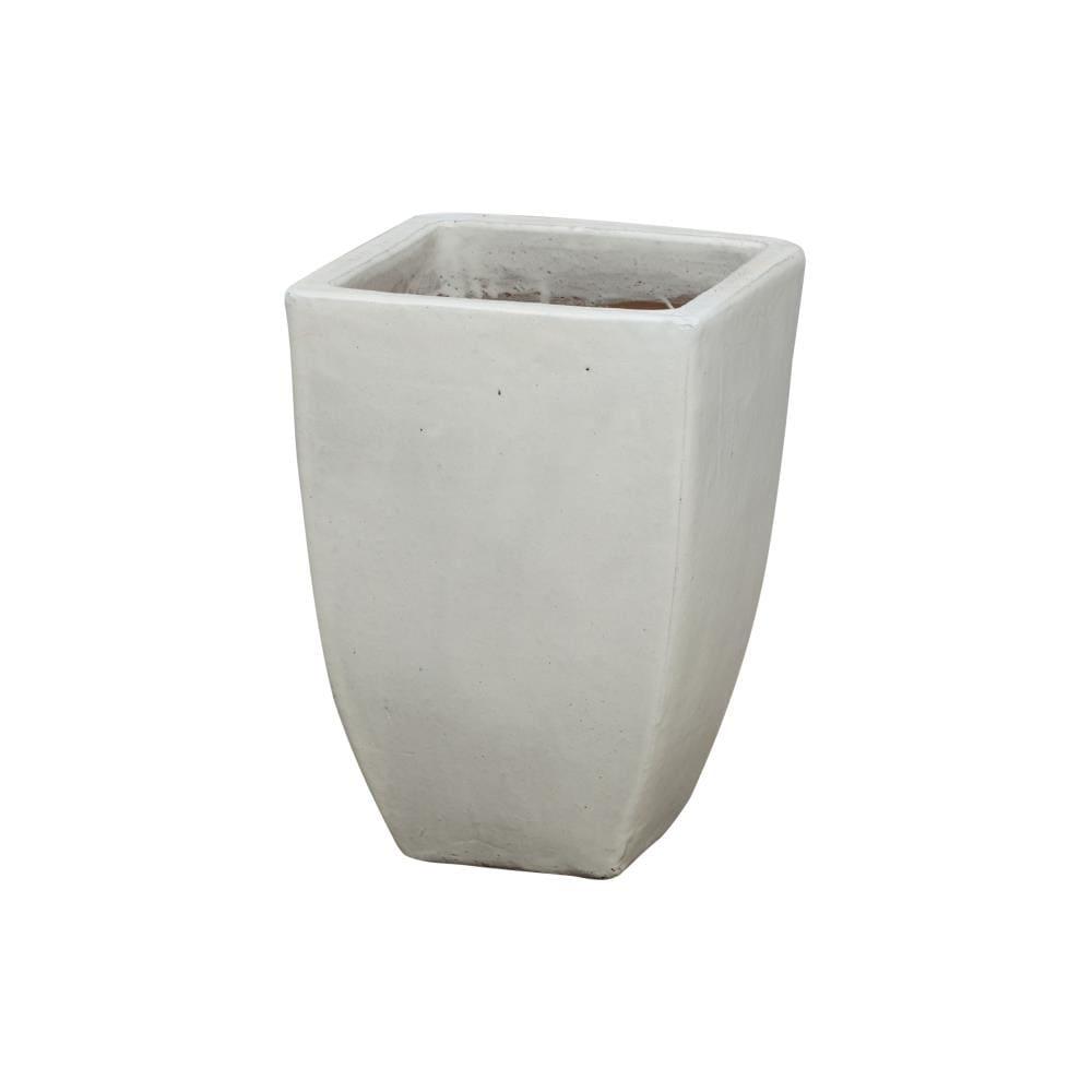 Large Square Ceramic Planter in Glossy White - 18.5" H