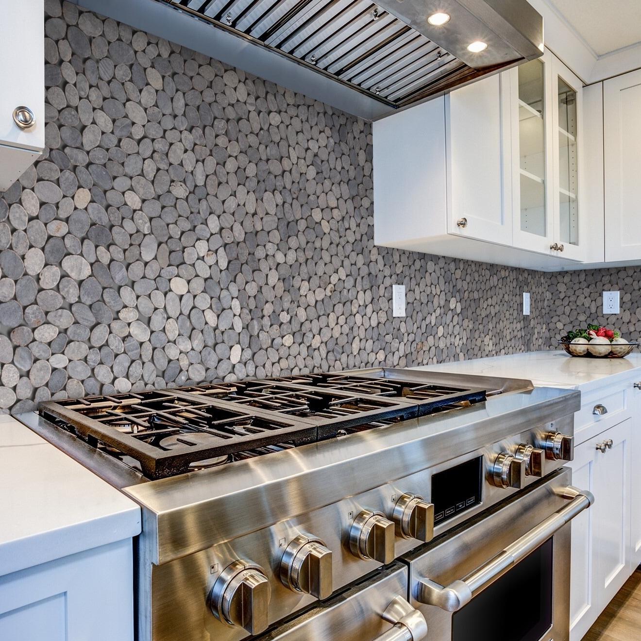 Cruz Bay Studio Natural Stone Pebbles Mosaic Wall & Floor Tile