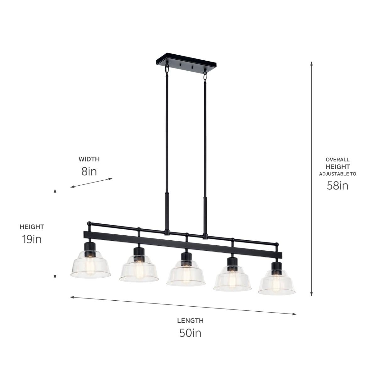 Eastmont Black and Clear Glass 5-Light Linear Chandelier