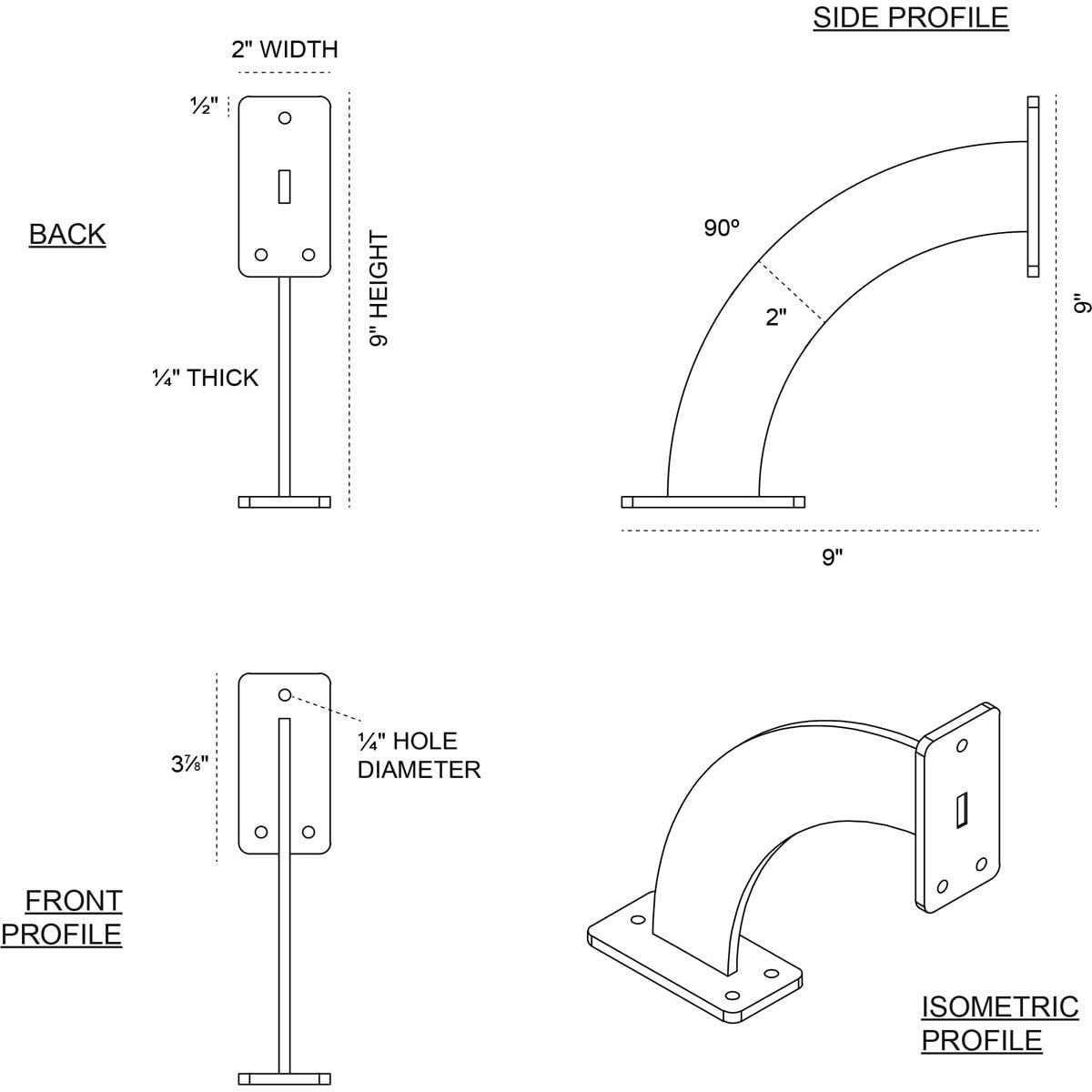 Bradford H 2'' W D Metal Bracket / Corbel