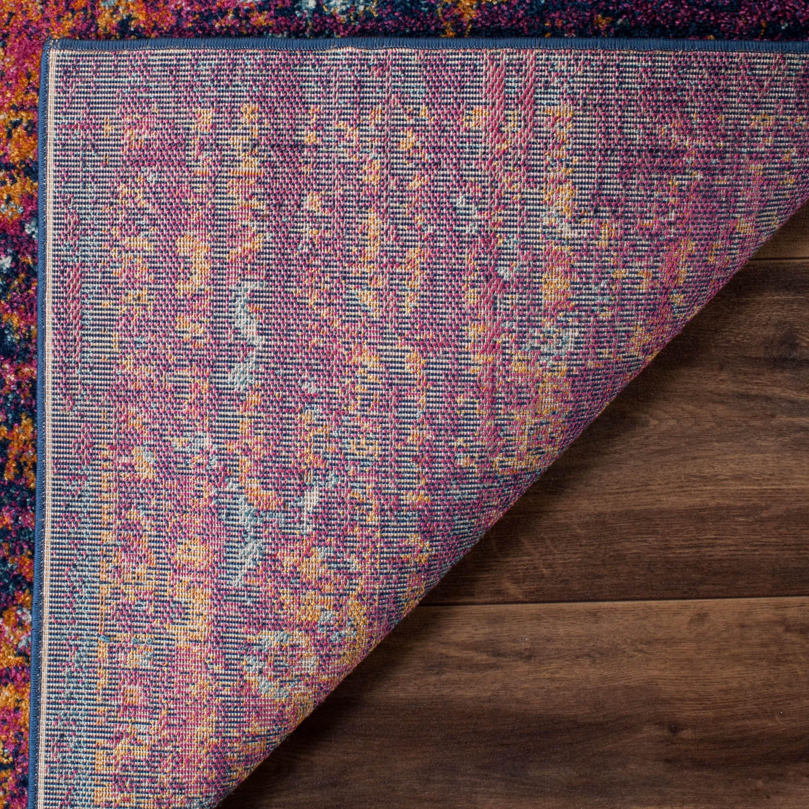 Evoke EVK275 Power Loomed Accent Rug Blue / Fuchsia 3' X 5' - Safavieh.