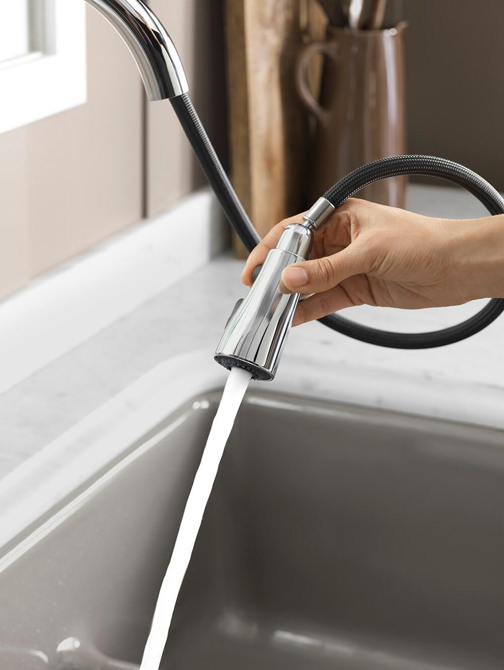 Kohler Simplice Single Handle Pull Down Kitchen Sink Faucet with Three-Function Pull Down Sprayer