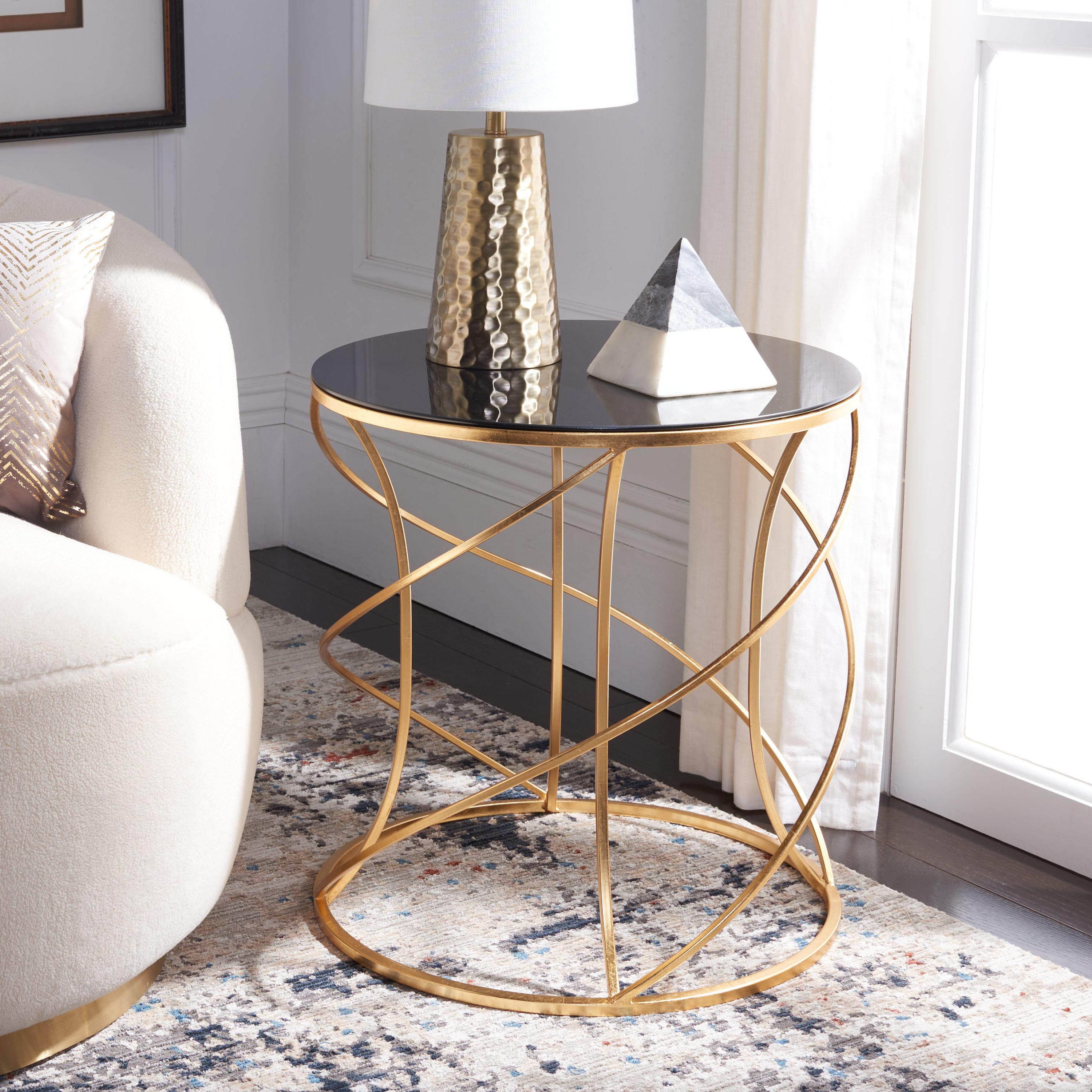 Cagney Accent Table - Gold/Black Glass - Safavieh.