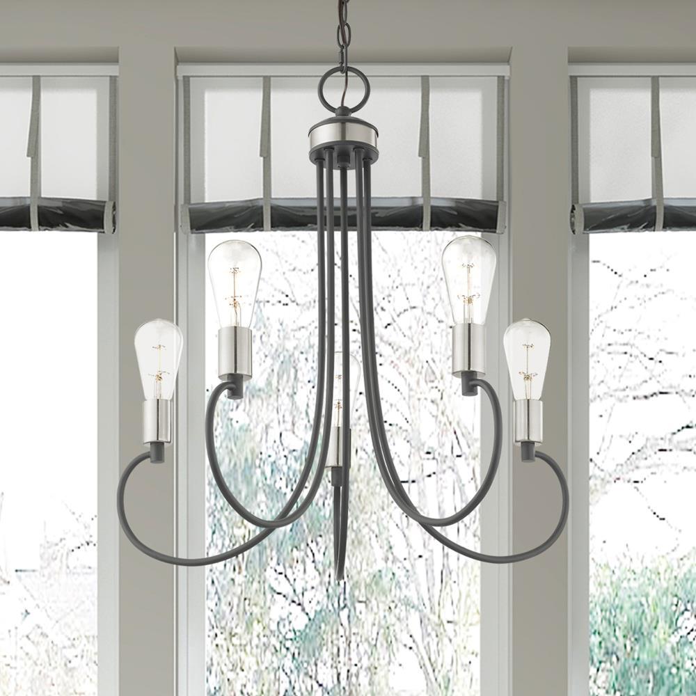 Mini Bari 5-Light Scandinavian Gray Crystal Candle Chandelier